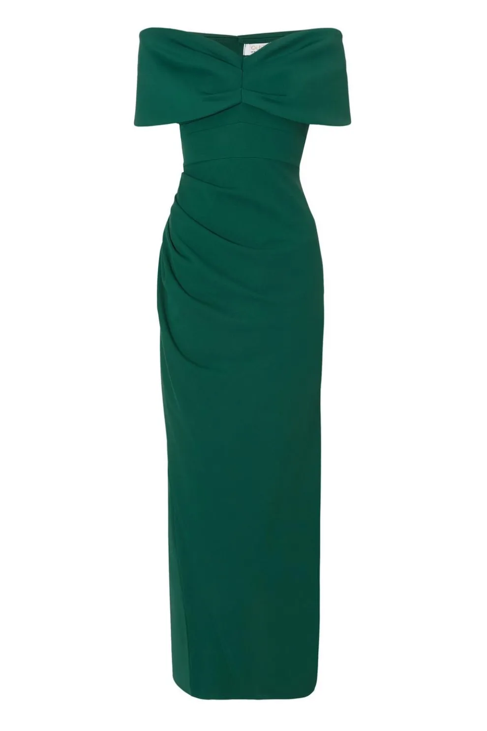 Bottle Green Bardot Wrap Maxi Dress