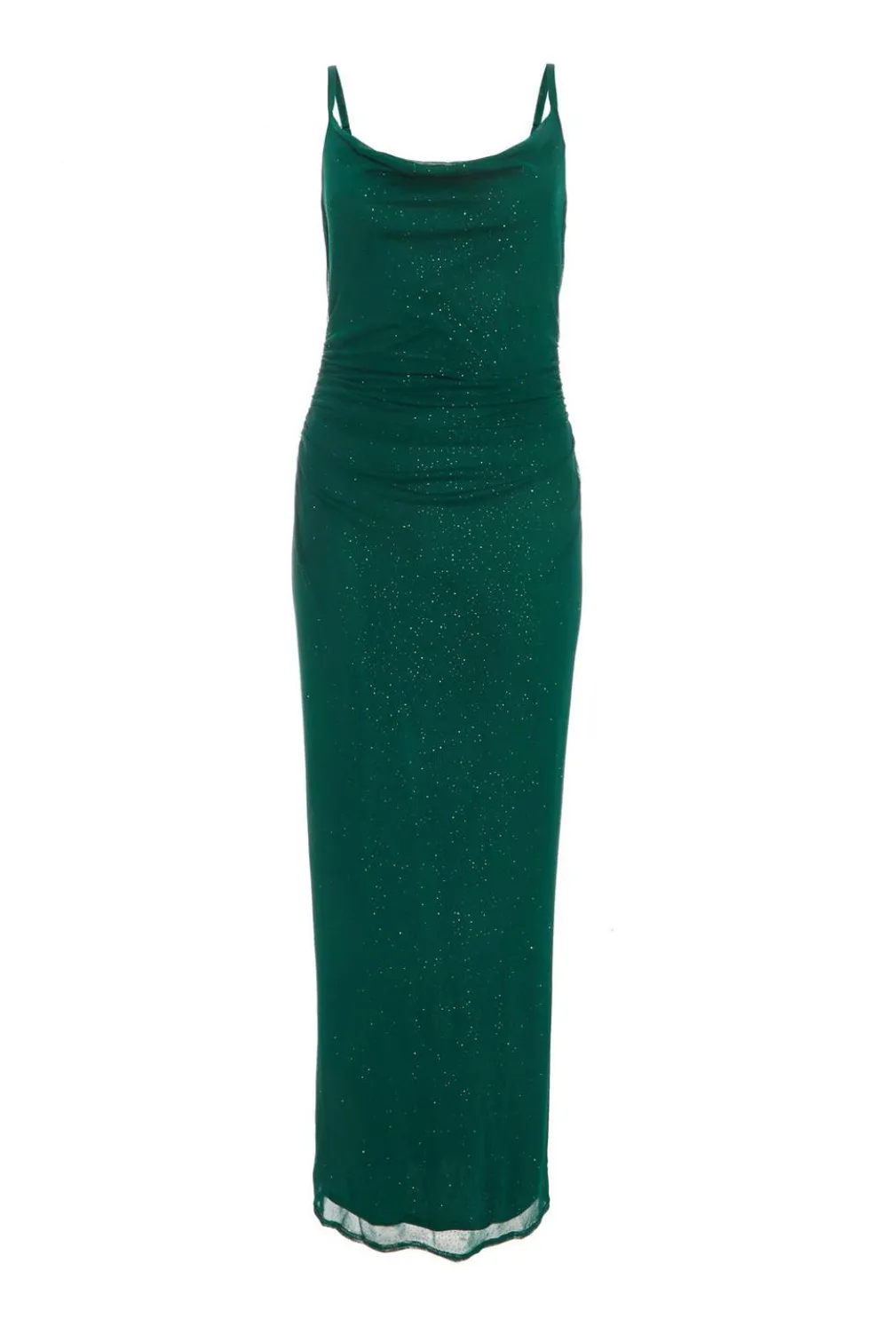 Bottle Green Glitter Mesh Midaxi Dress