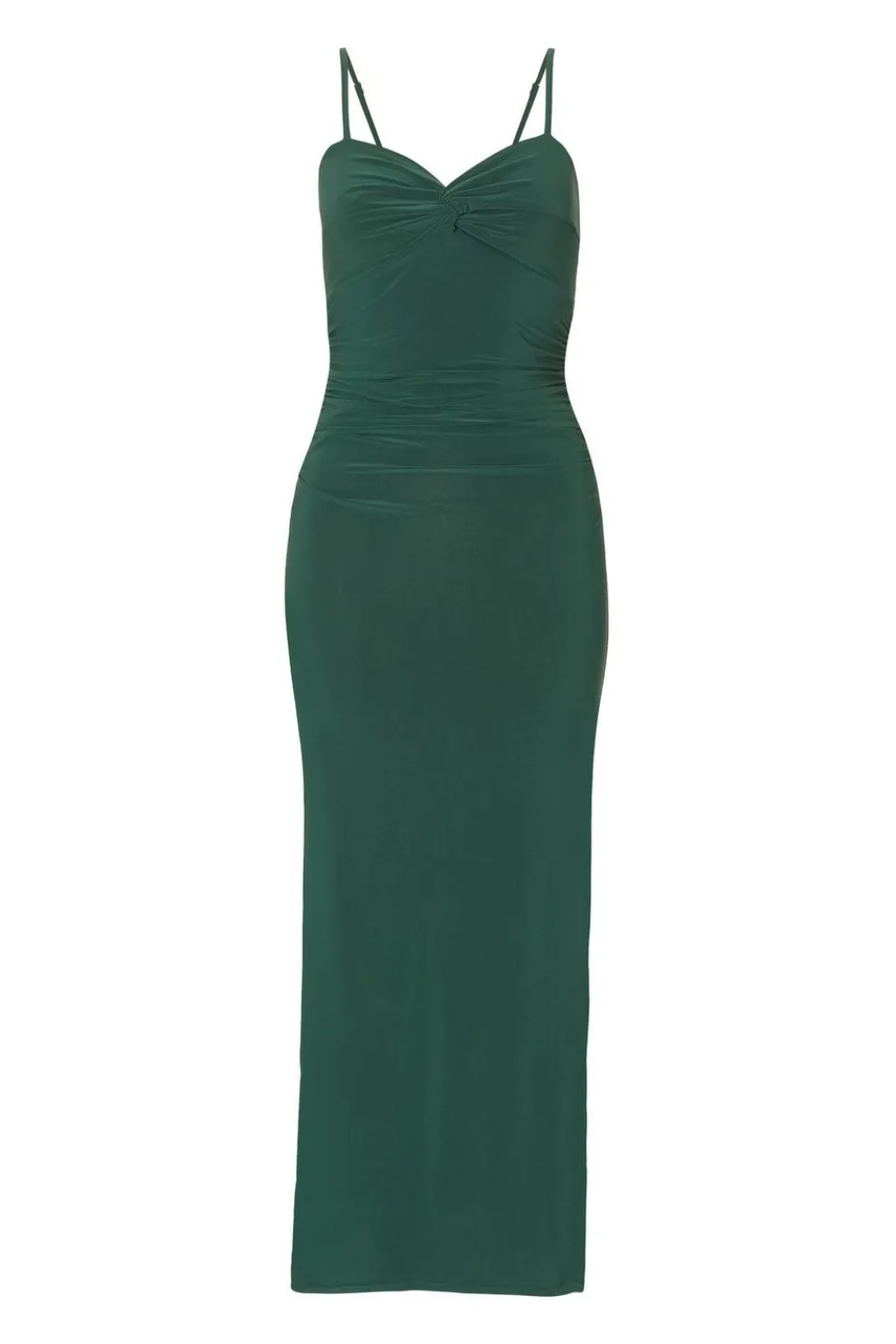 Bottle Green Knot Detail Midaxi Dress