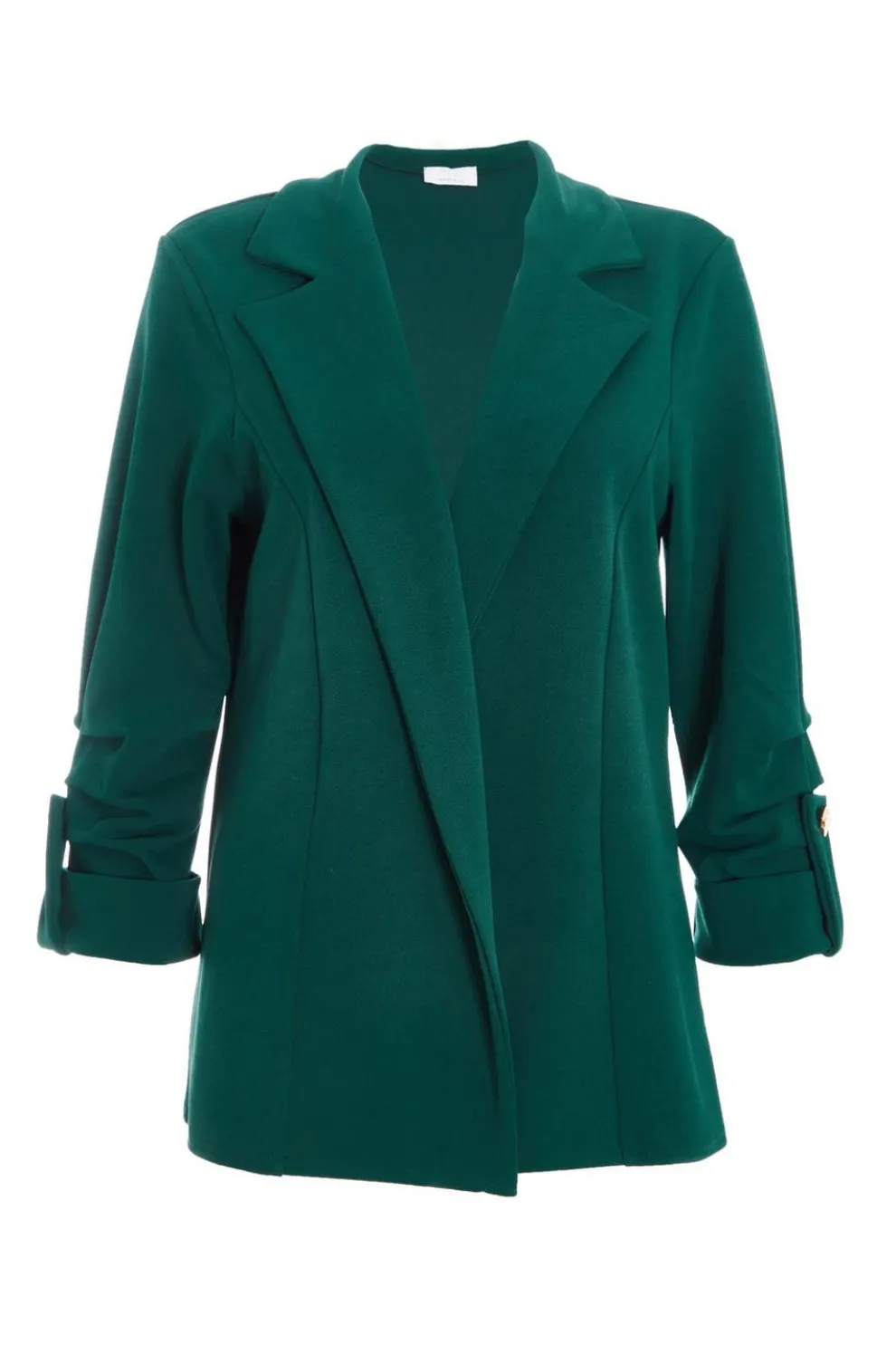 Bottle Green Ruched Sleeve Blazer