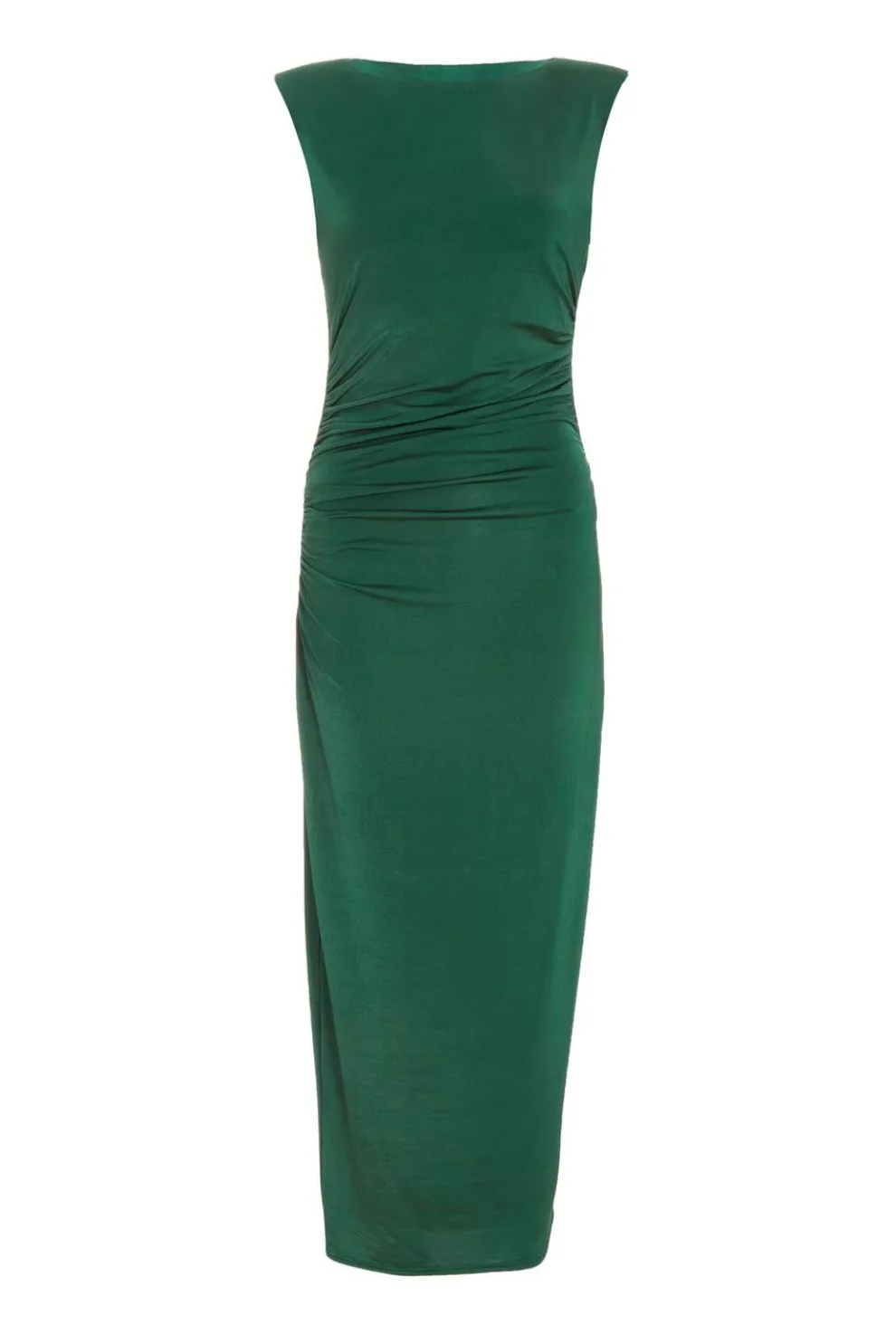 Bottle Green Shoulder Pad Midaxi Dress