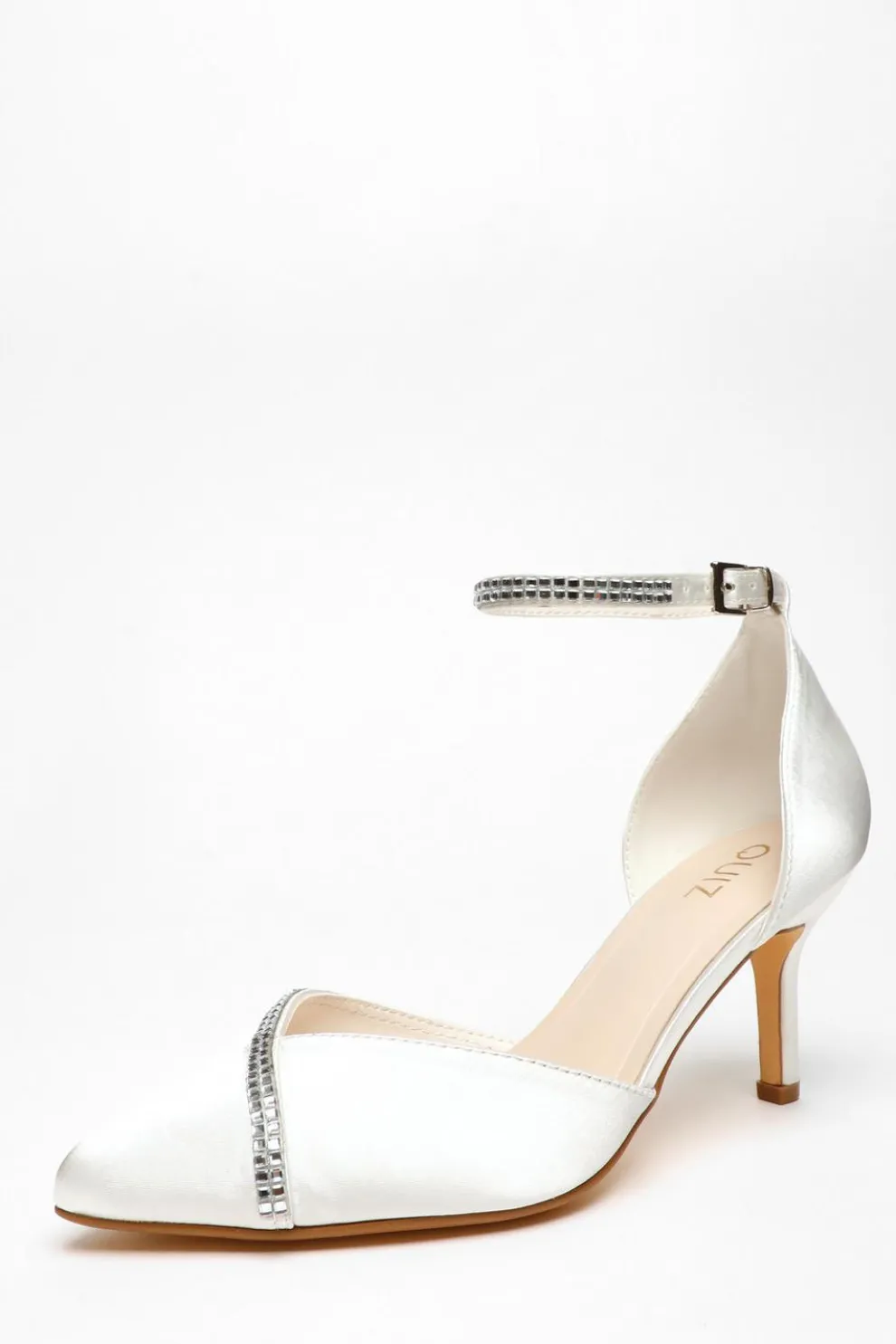 Bridal Satin Diamante Asymmetric Court Heels