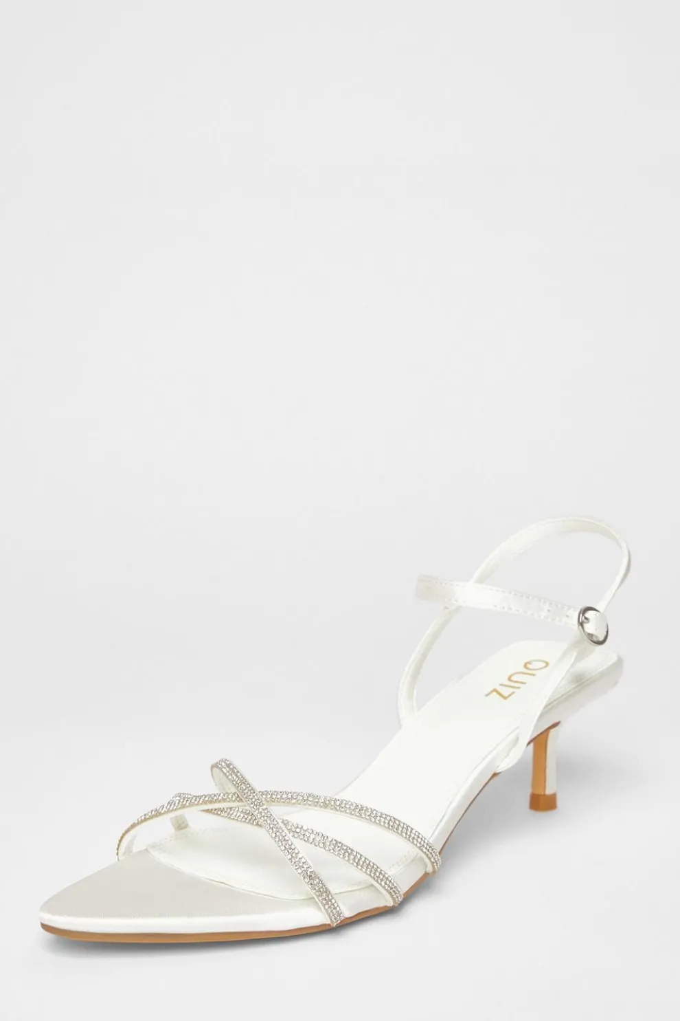 Bridal White Diamante Cross Strap Heels