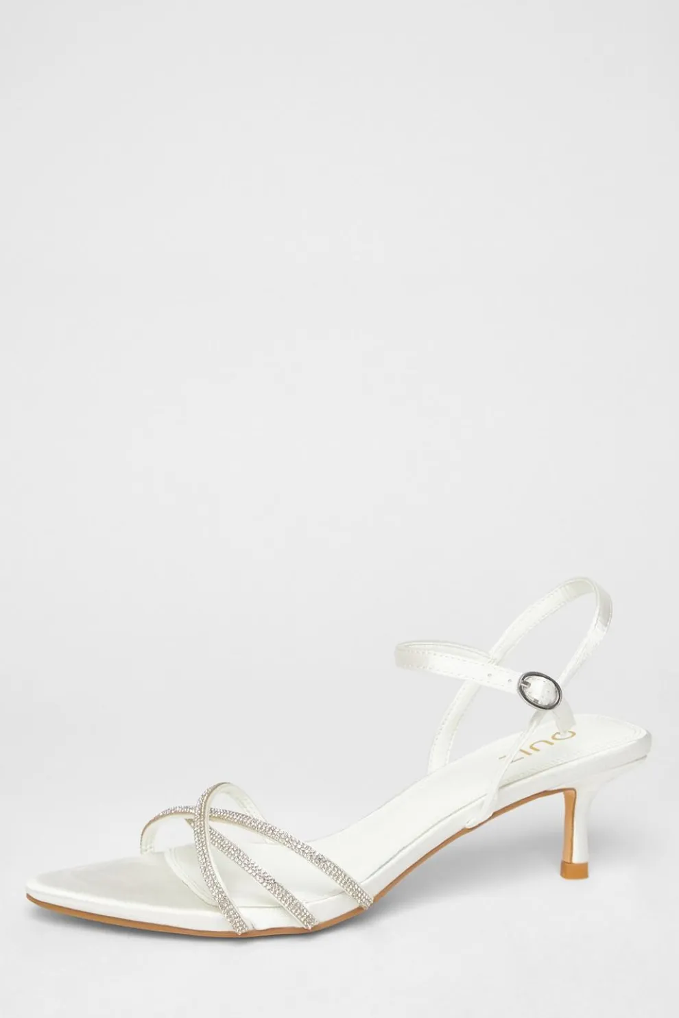 Bridal White Diamante Cross Strap Heels