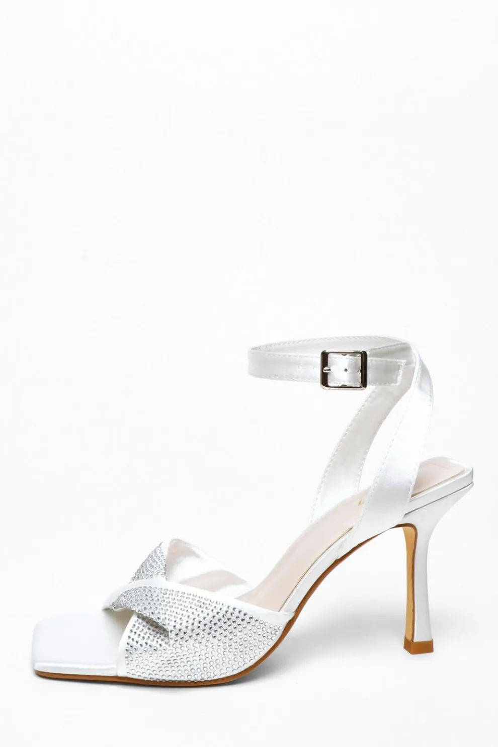 Bridal White Diamante Twist Heeled Sandals