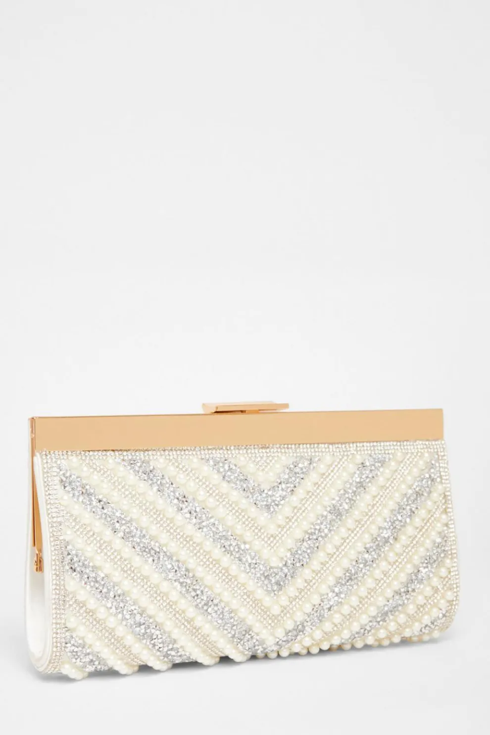 Bridal White Embellished Clutch Bag