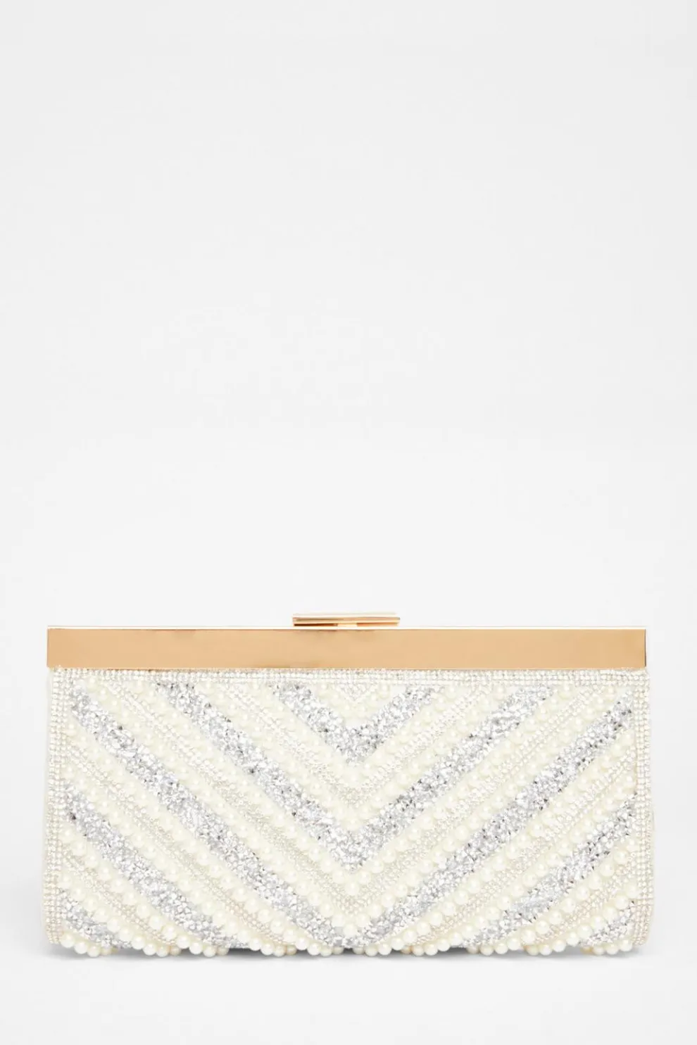 Bridal White Embellished Clutch Bag