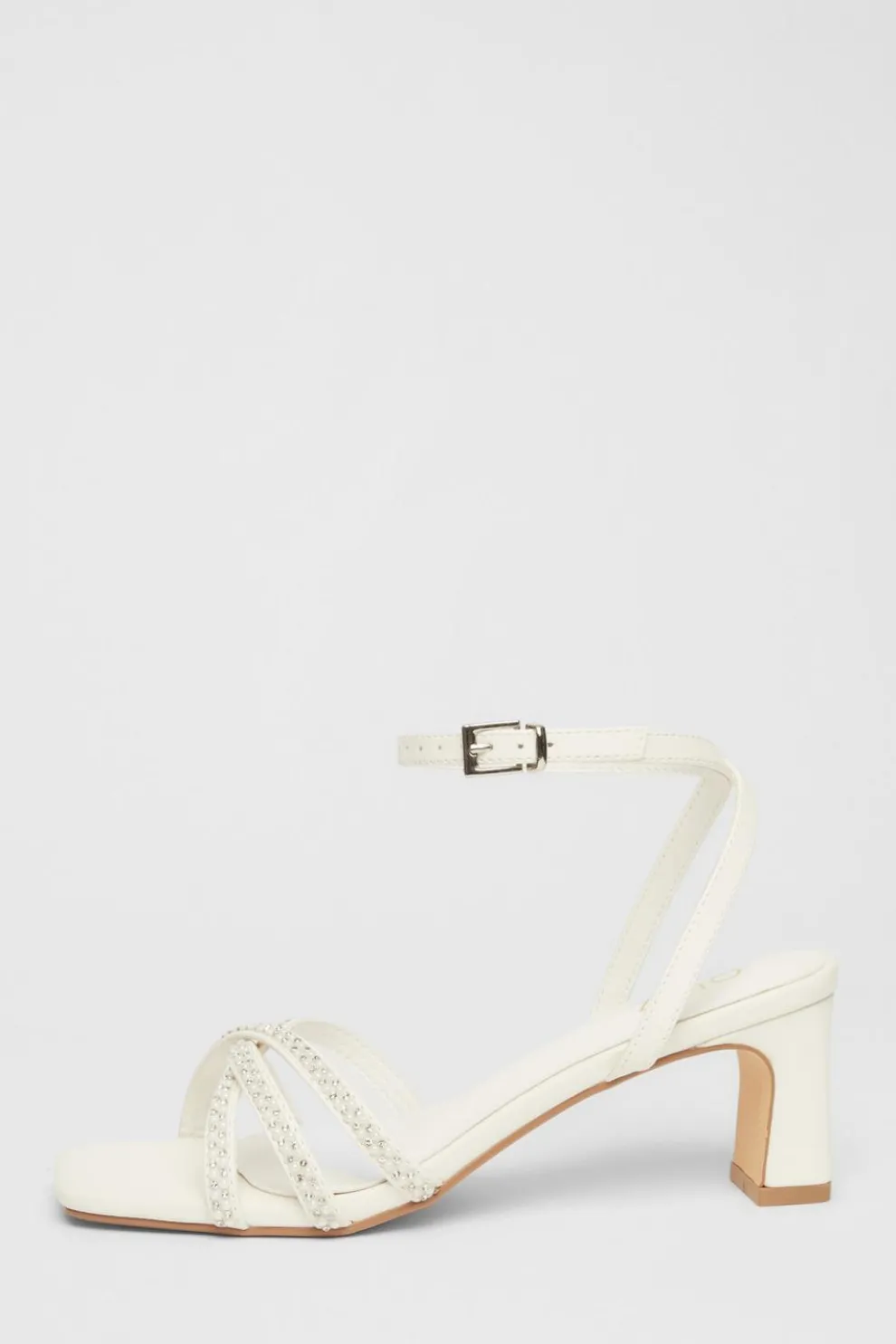 Bridal White Embellished Block Heels