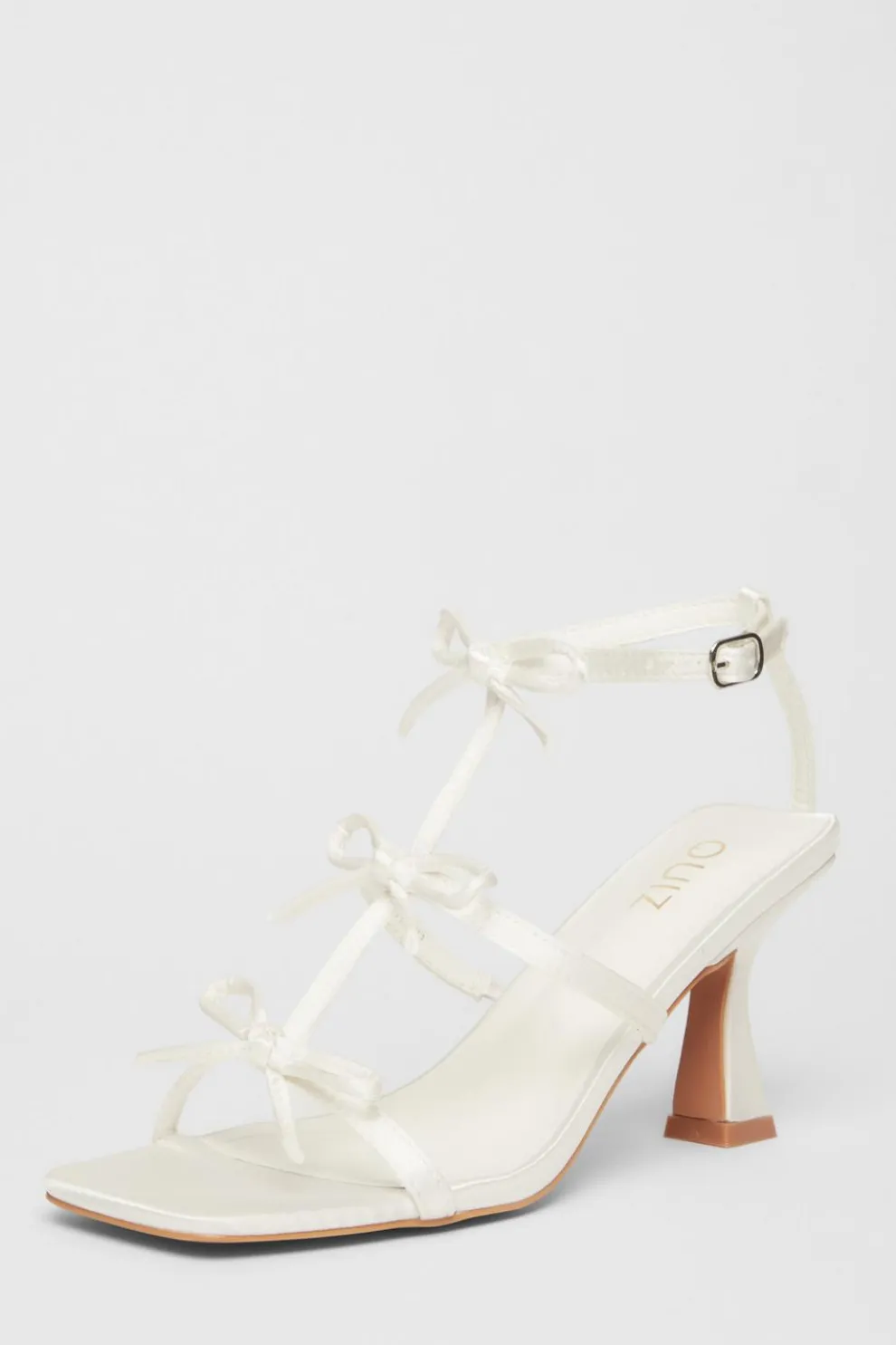 Bridal White Satin Bow Heels
