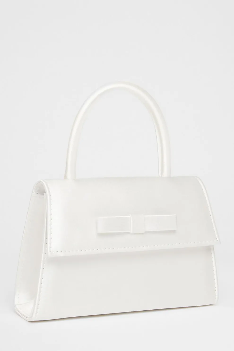 Bridal White Satin Top Handle Bag