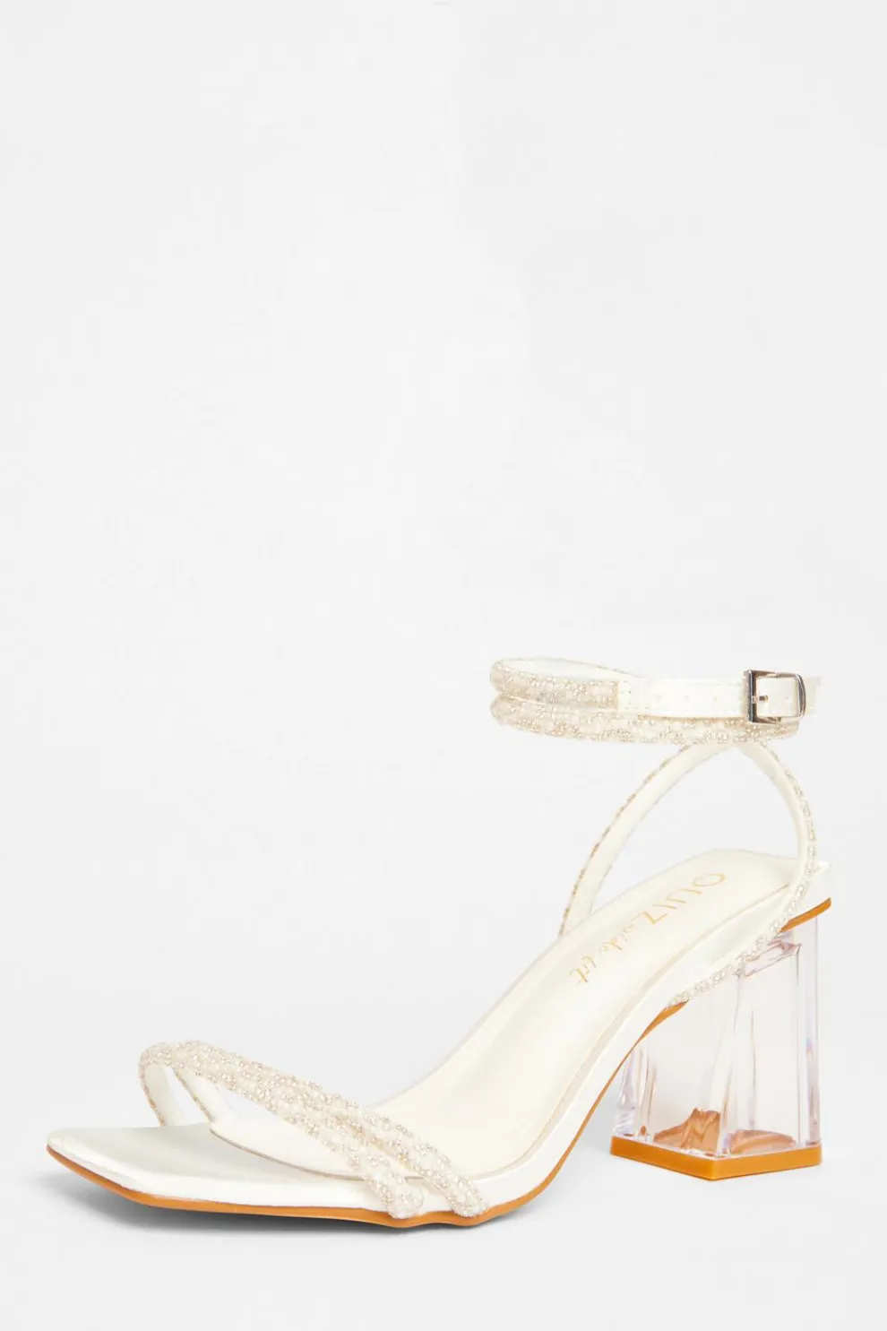 Bridal Wide Fit White Block Heel Sandals