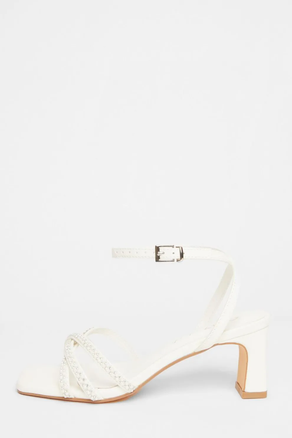 Bridal Wide Fit White Diamante Heeled Sandals