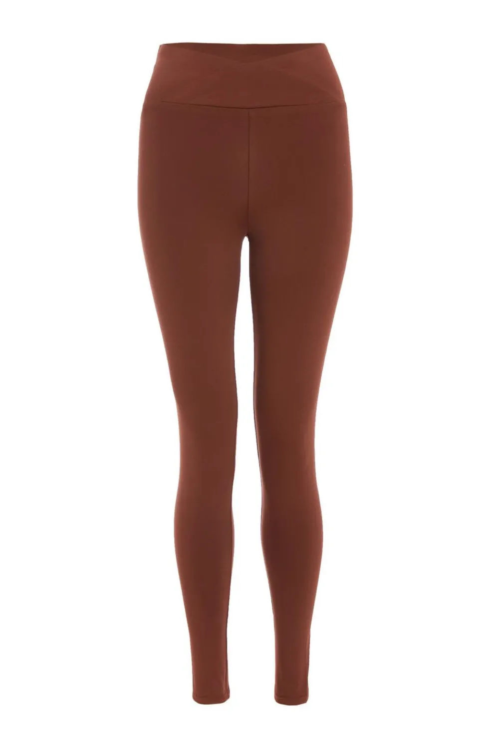 Brown Crossover Waist Leggings