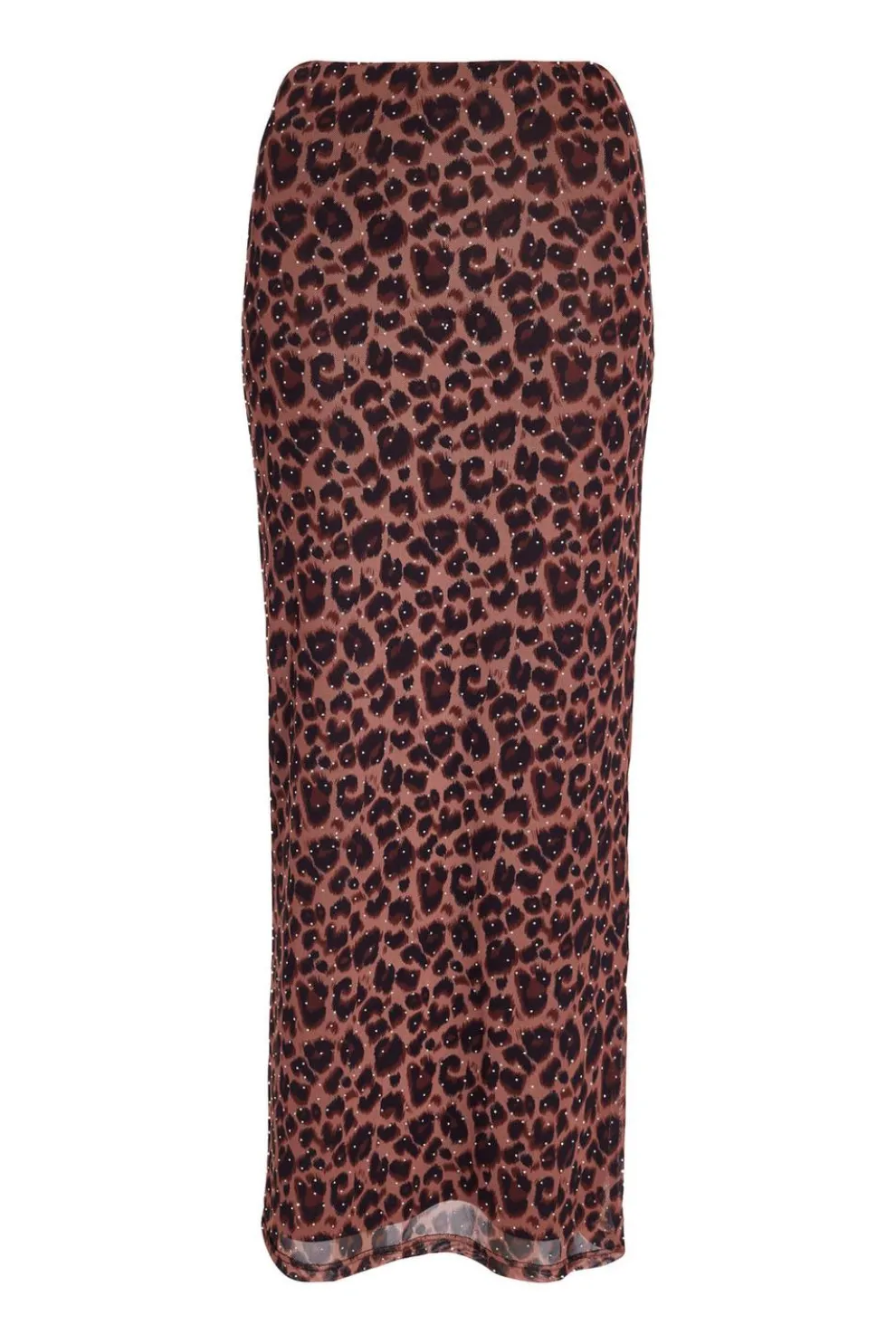 Brown Leopard Print Maxi Skirt