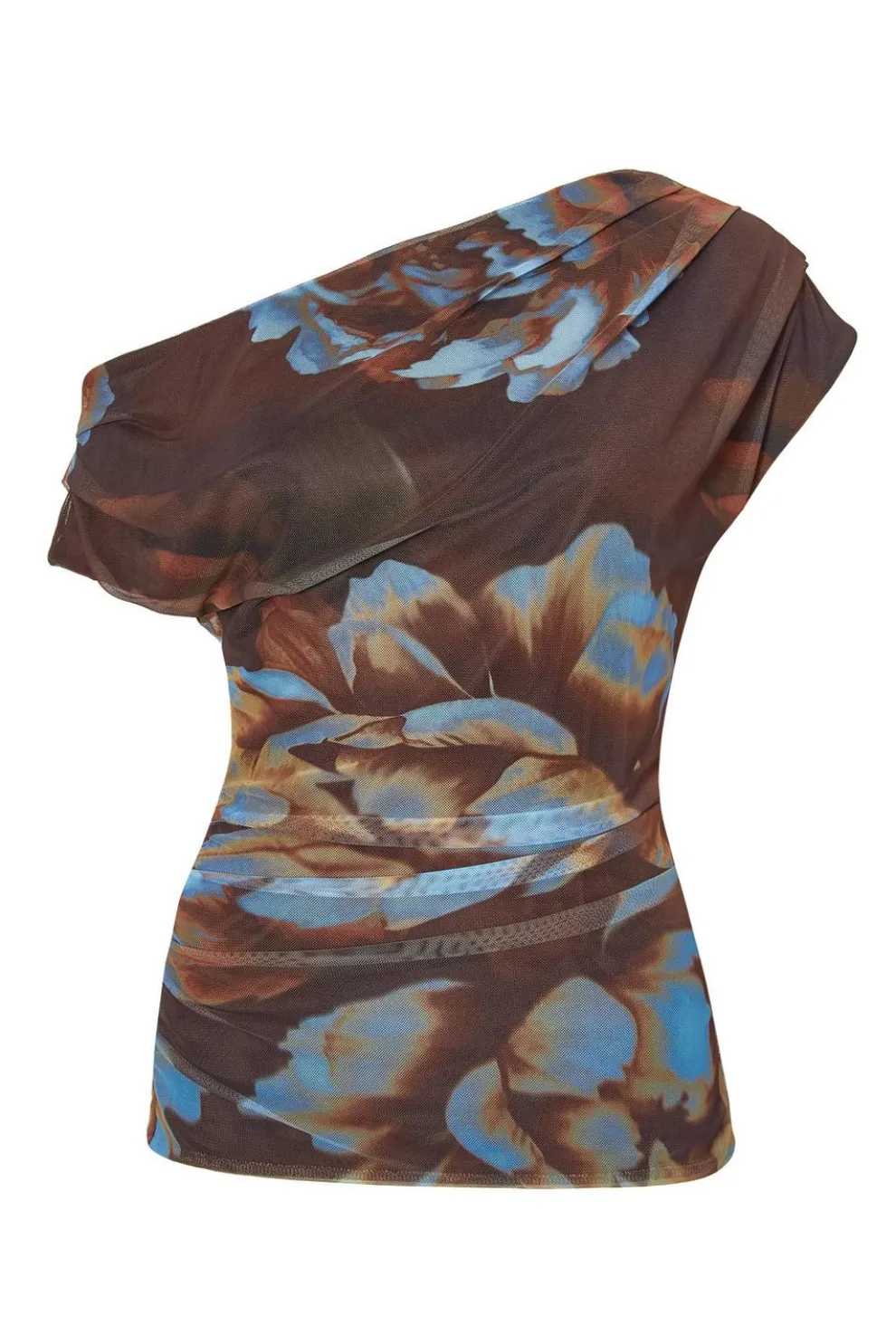Brown Mesh Floral Top