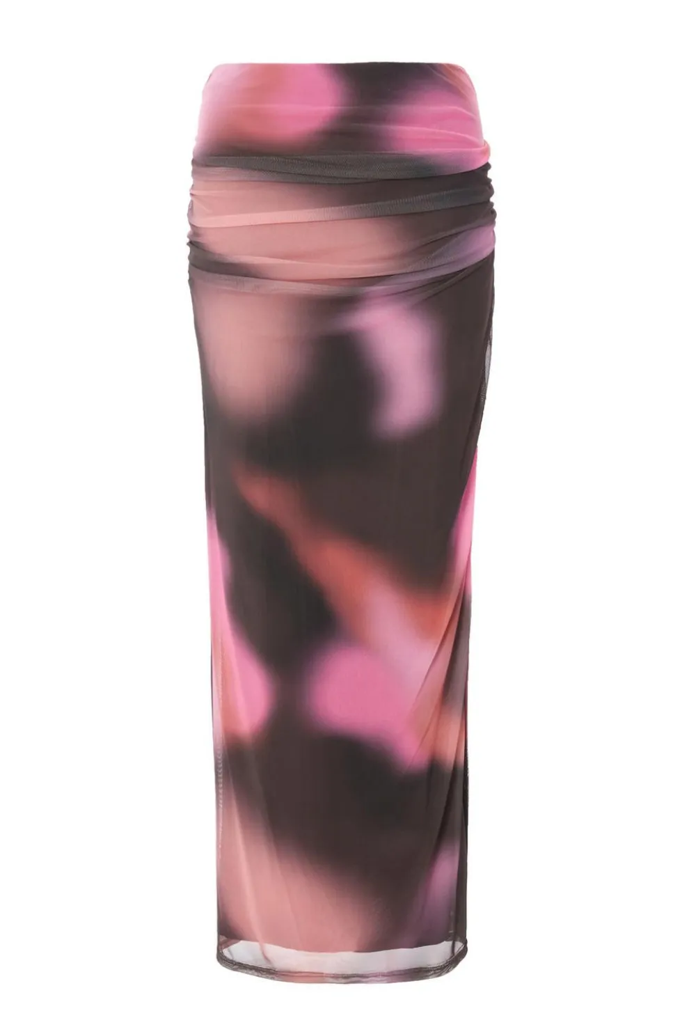 Brown Mesh Marble Print Maxi Skirt