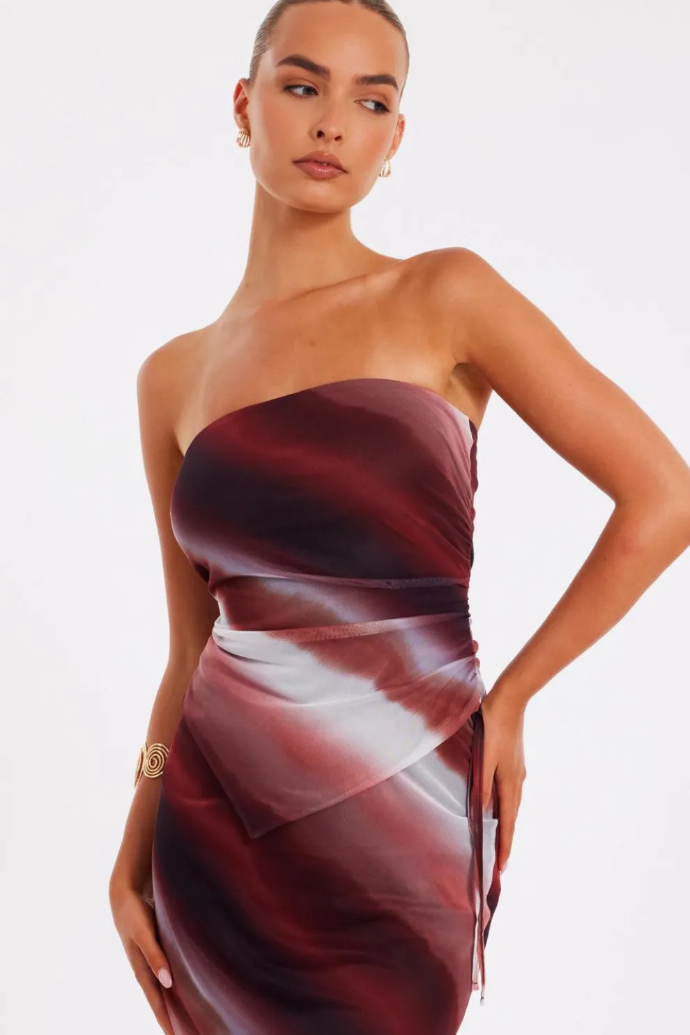 Brown Mesh Ombre Crop Top