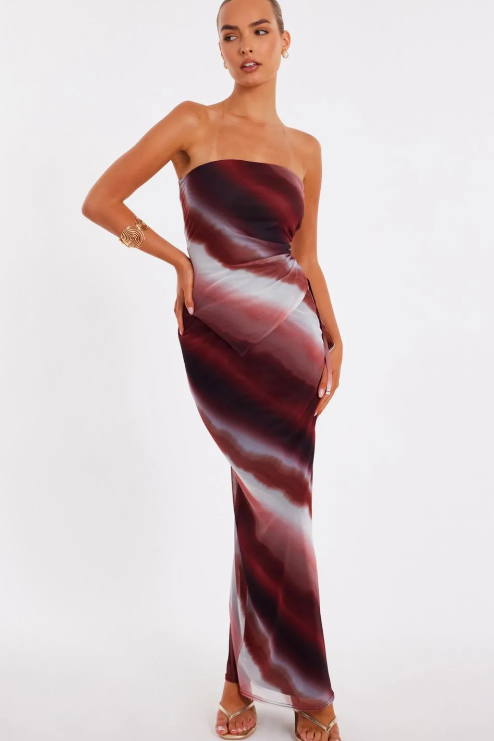 Brown Mesh Ombre Maxi Skirt