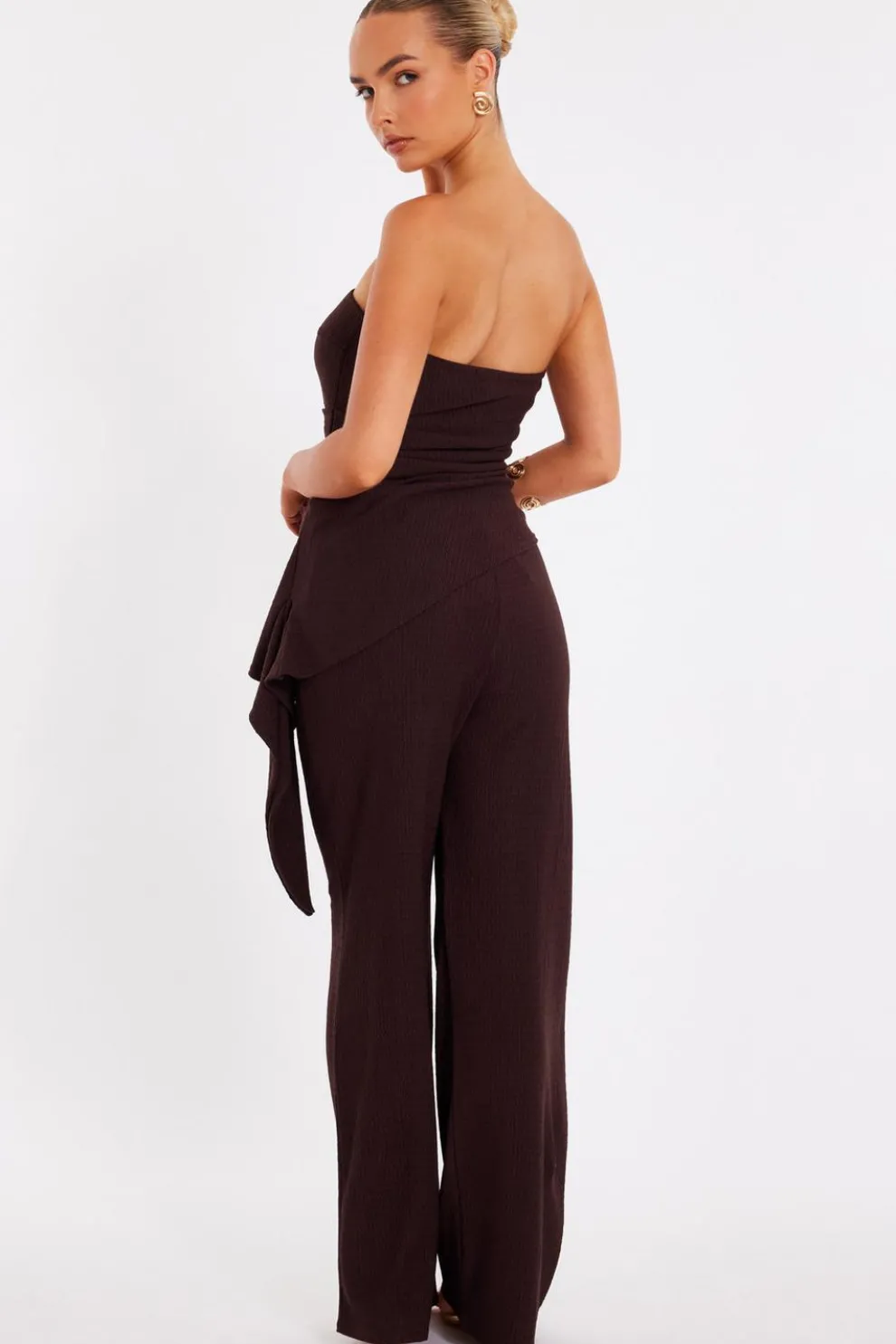 Brown Textured Bandeau Top