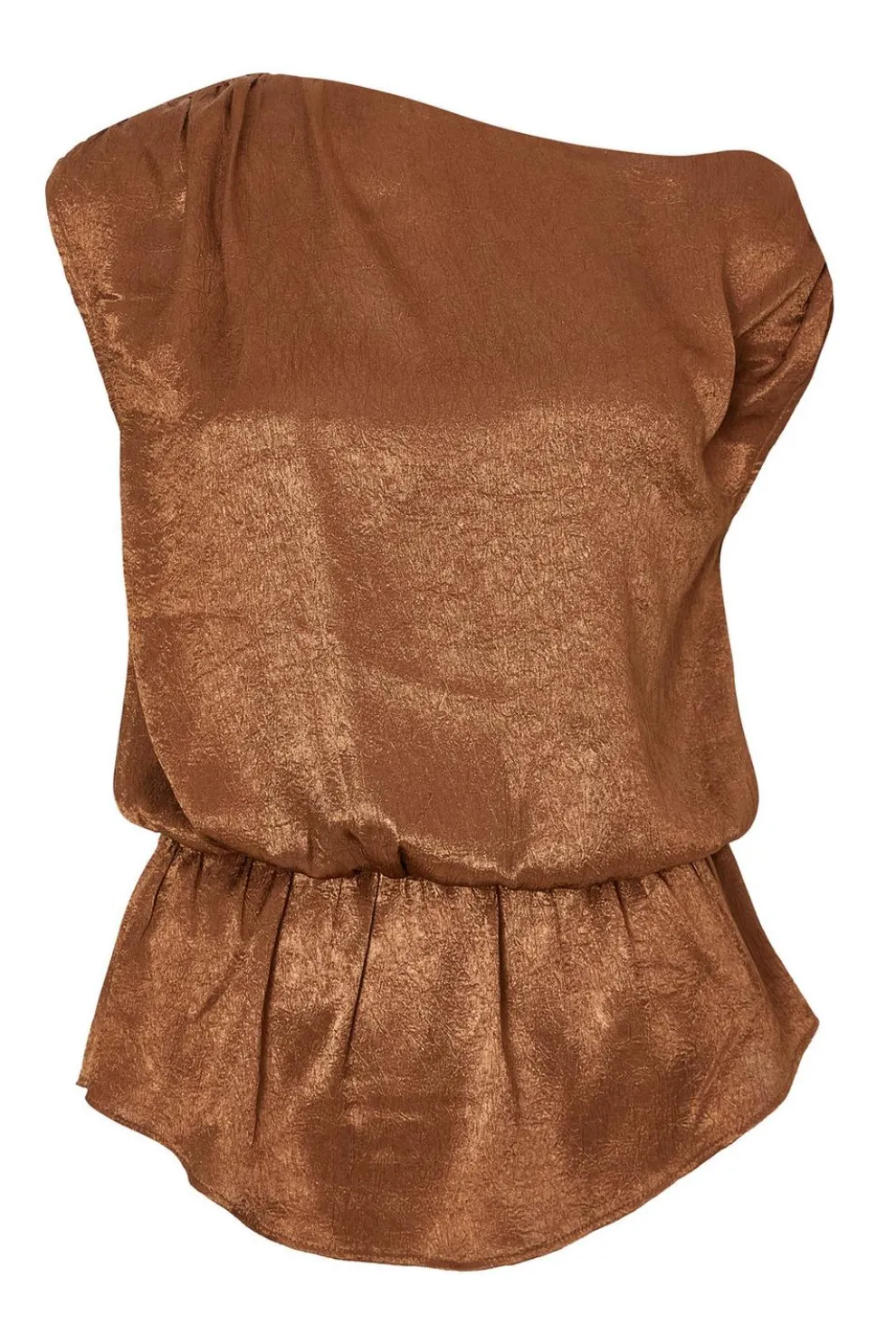 Brown Textured Satin Top