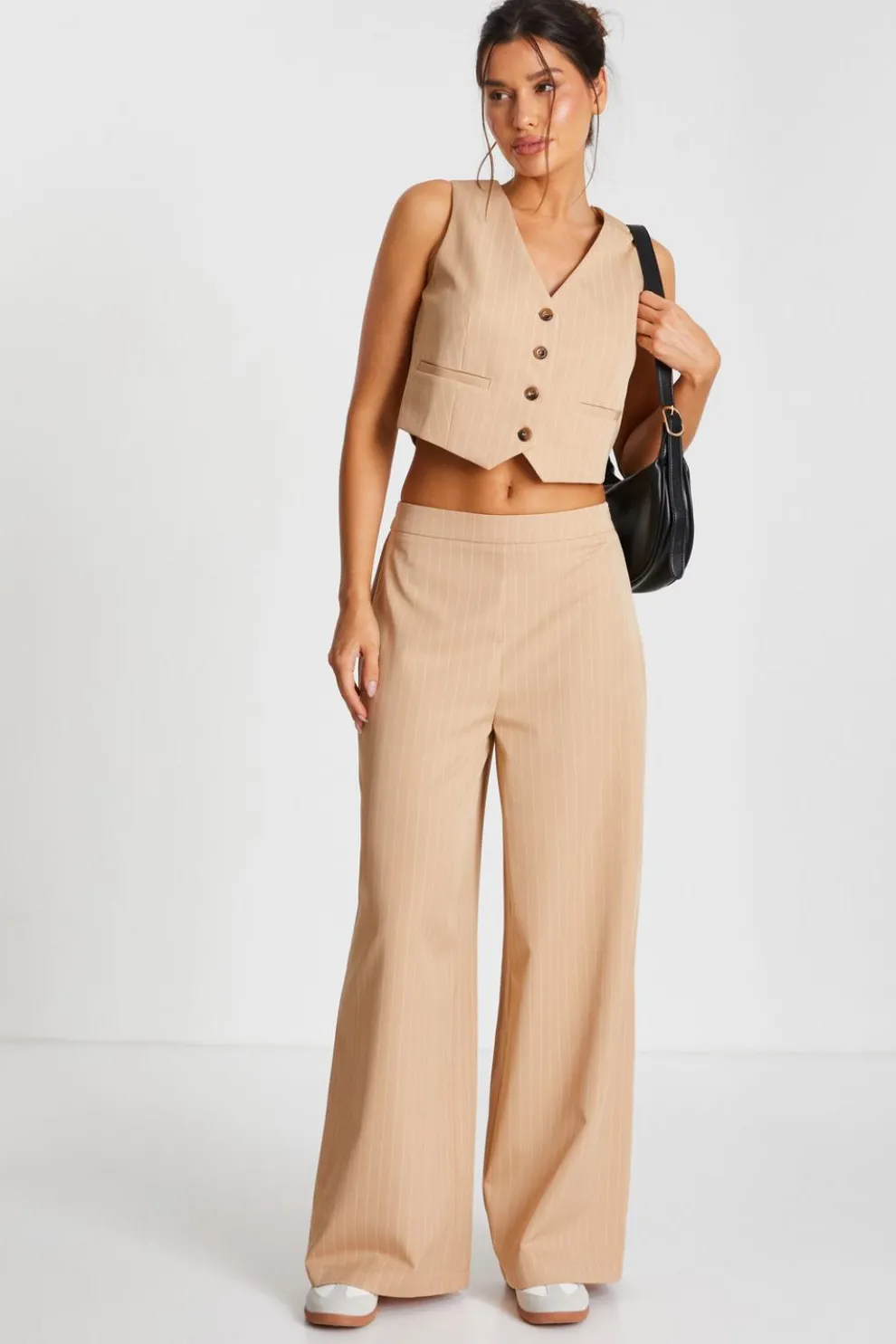 Camel Pinstripe Waistcoat