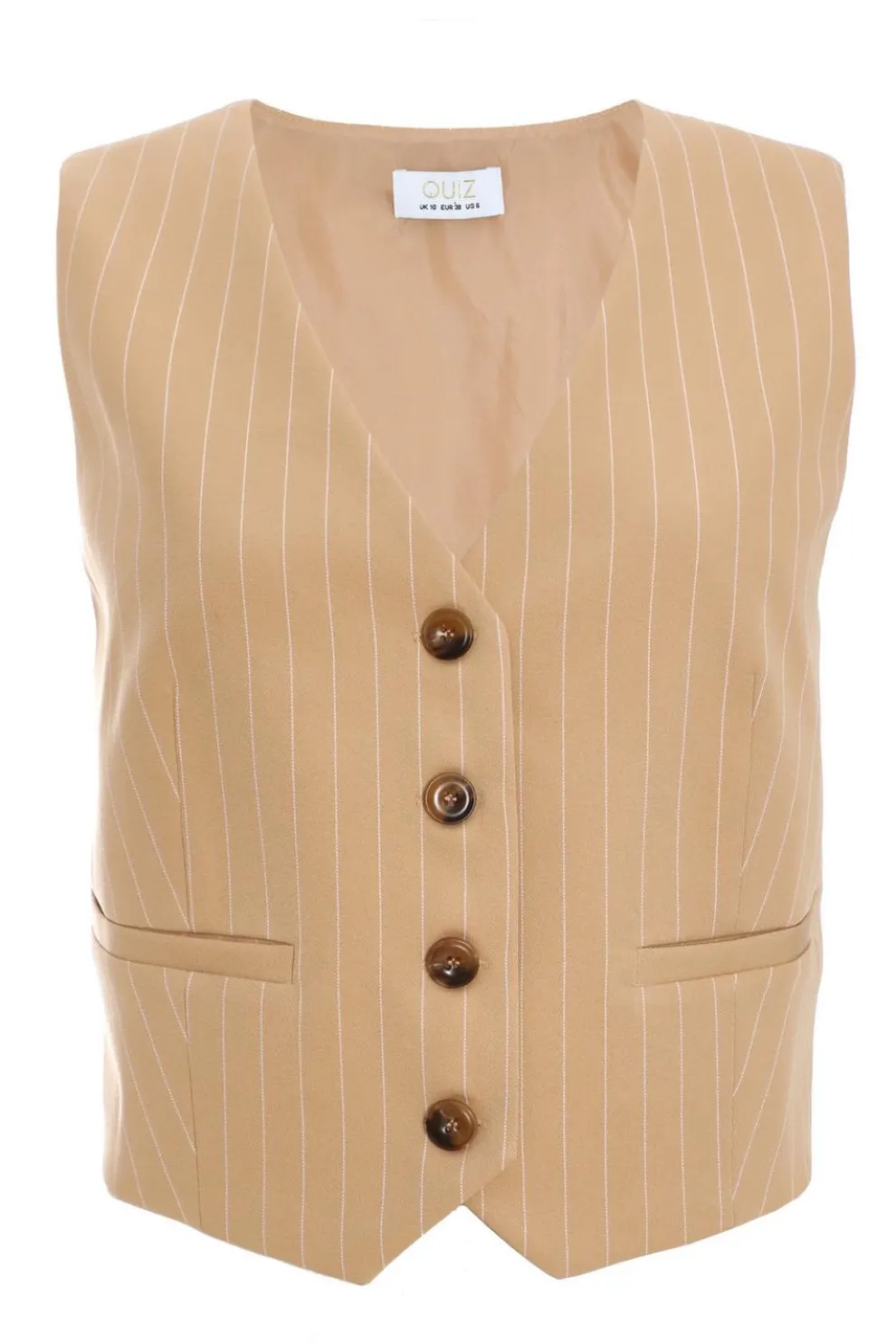 Camel Pinstripe Waistcoat