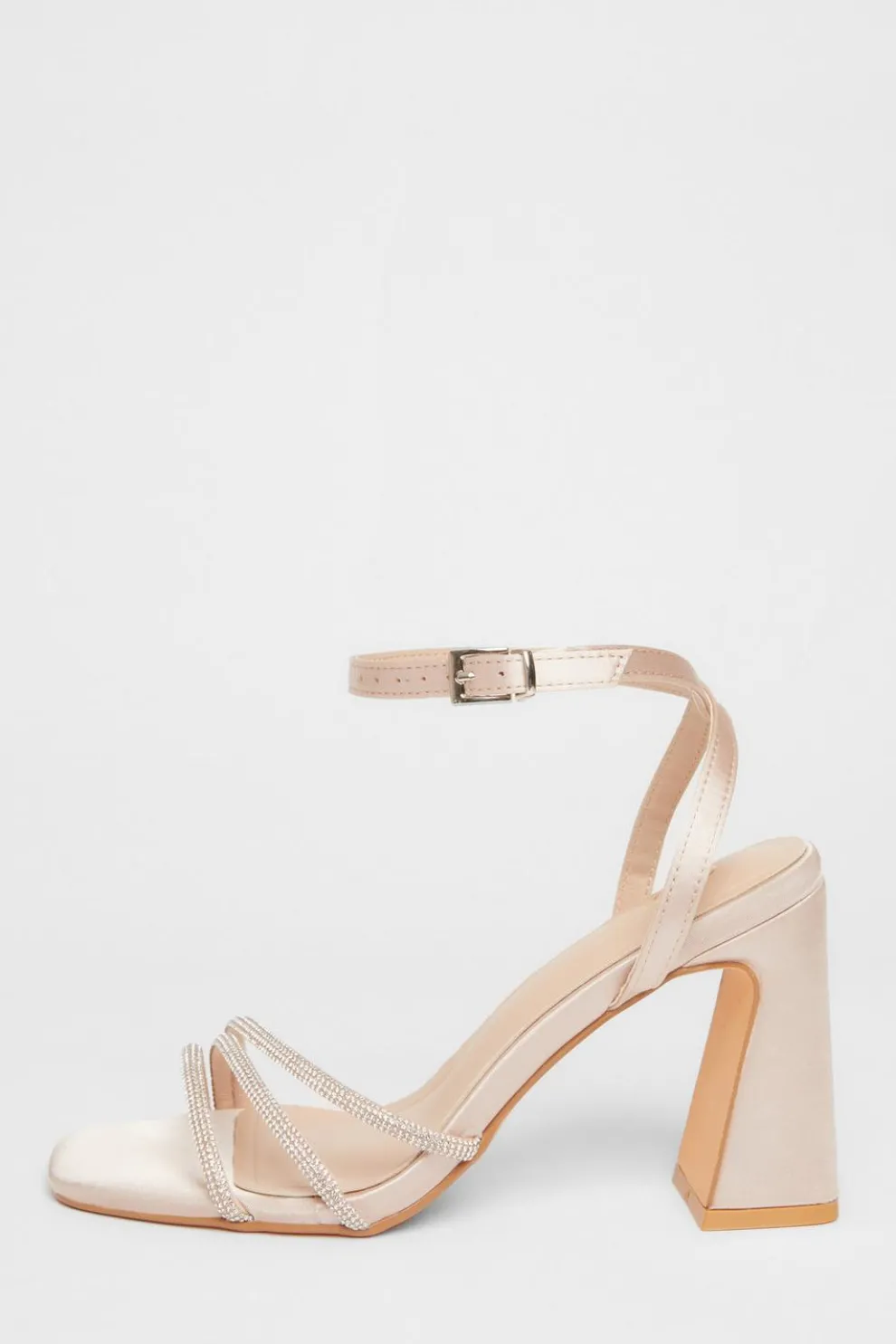 Champagne Diamante Block Heels
