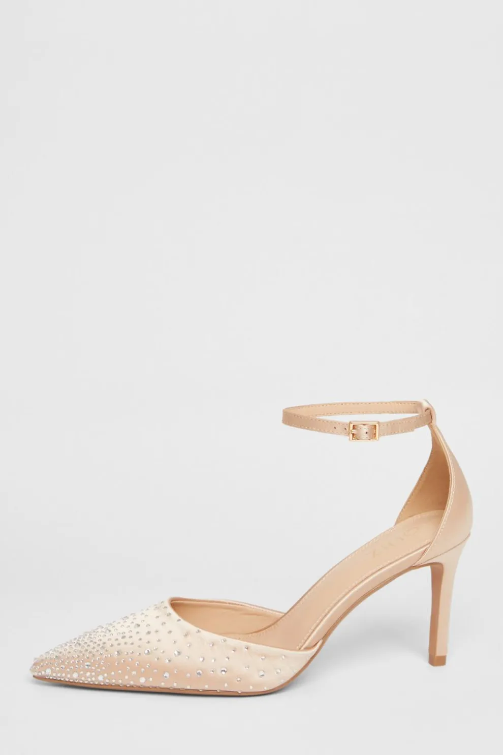 Champagne Satin Diamante Court Heels