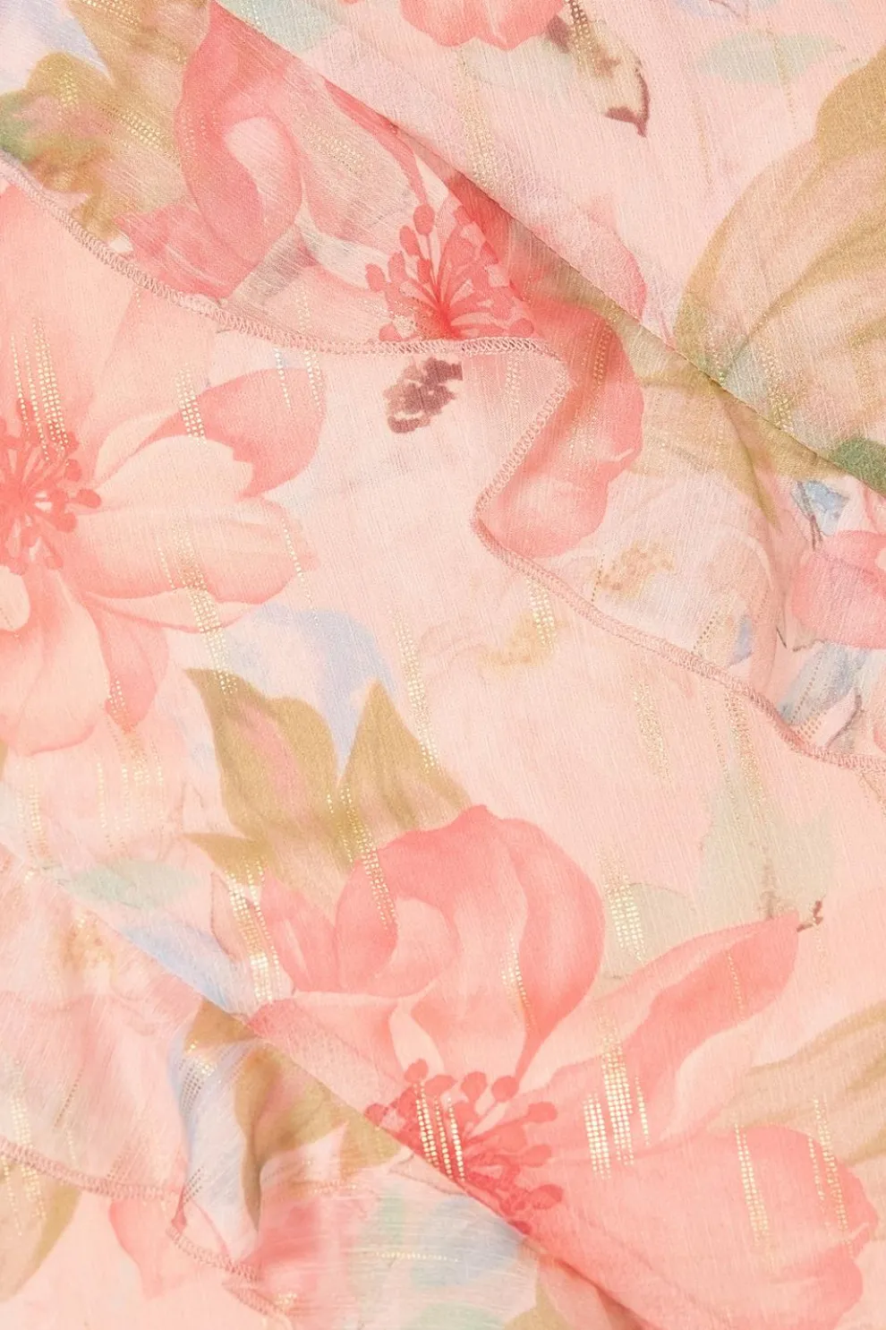 Coral Chiffon Floral Maxi Dress