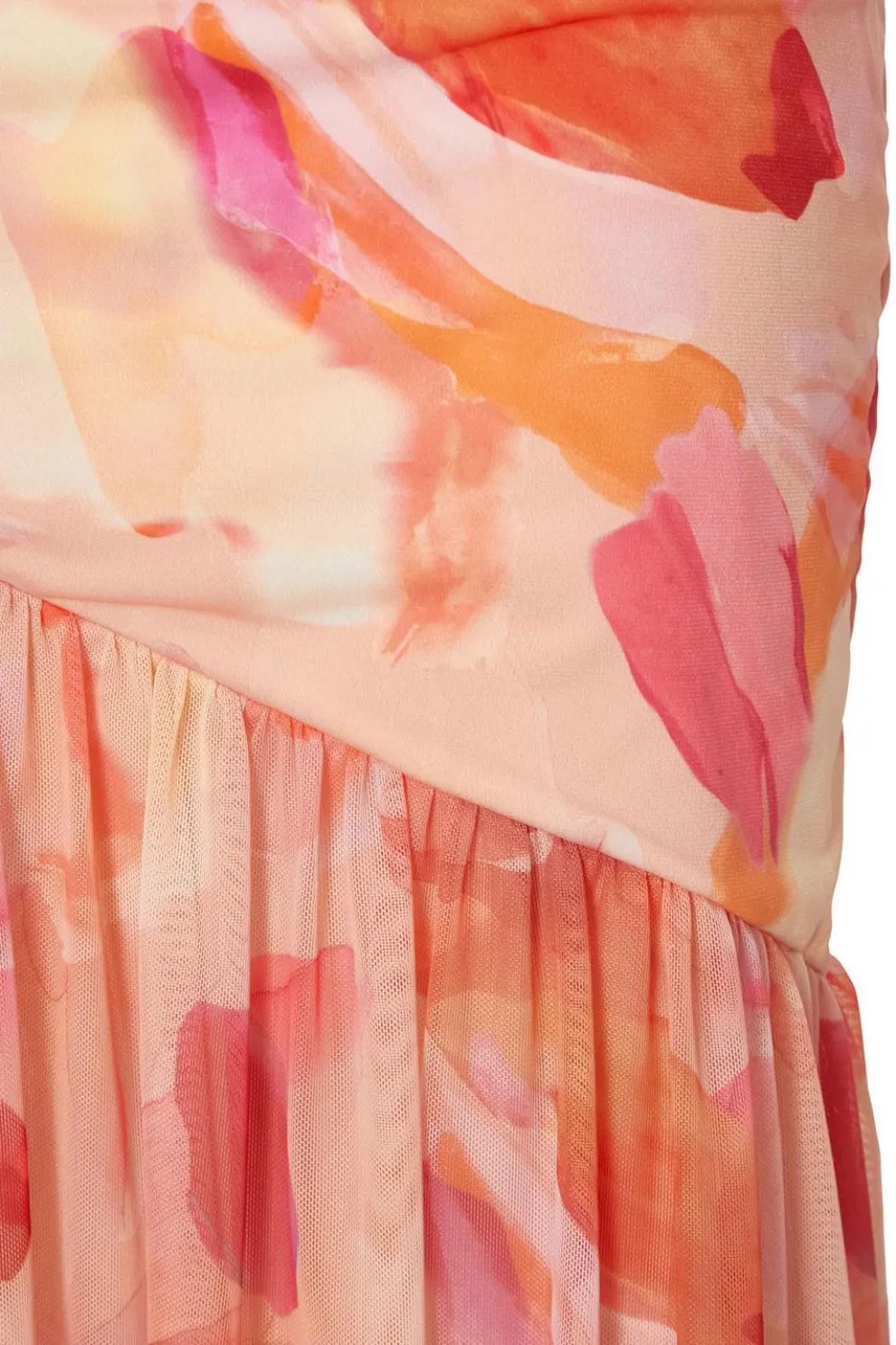 Coral Mesh Floral Midaxi Dress