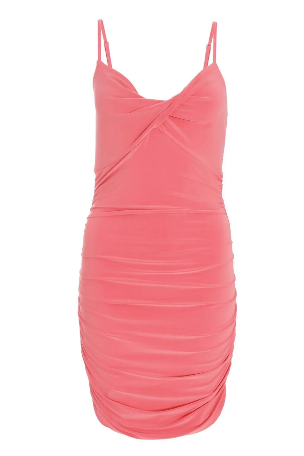 Coral Twist Front Bodycon Mini Dress