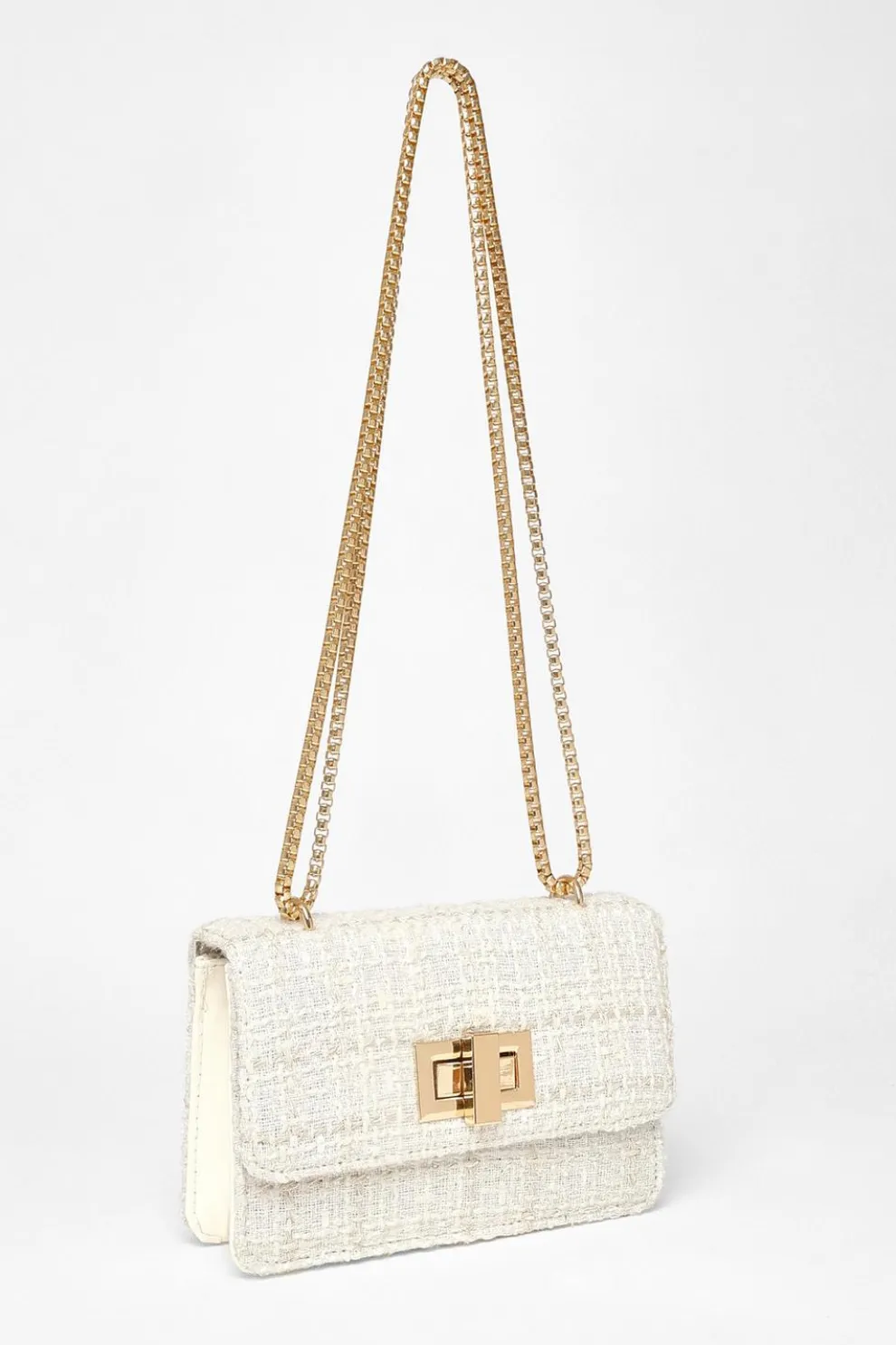 Cream Boucle Cross Body Bag