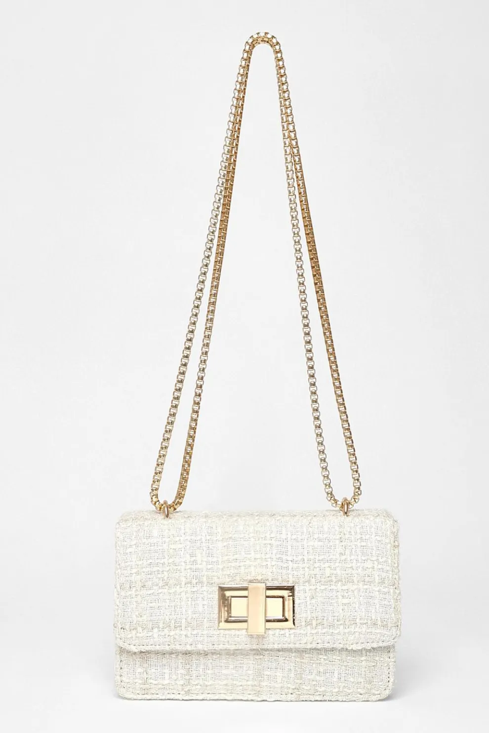 Cream Boucle Cross Body Bag