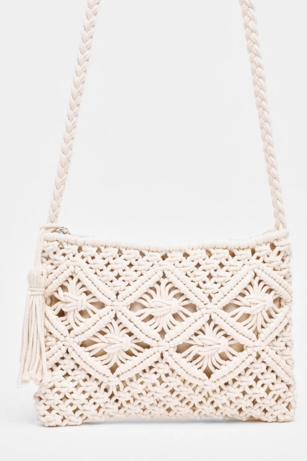 Cream Crochet Cross Body Bag