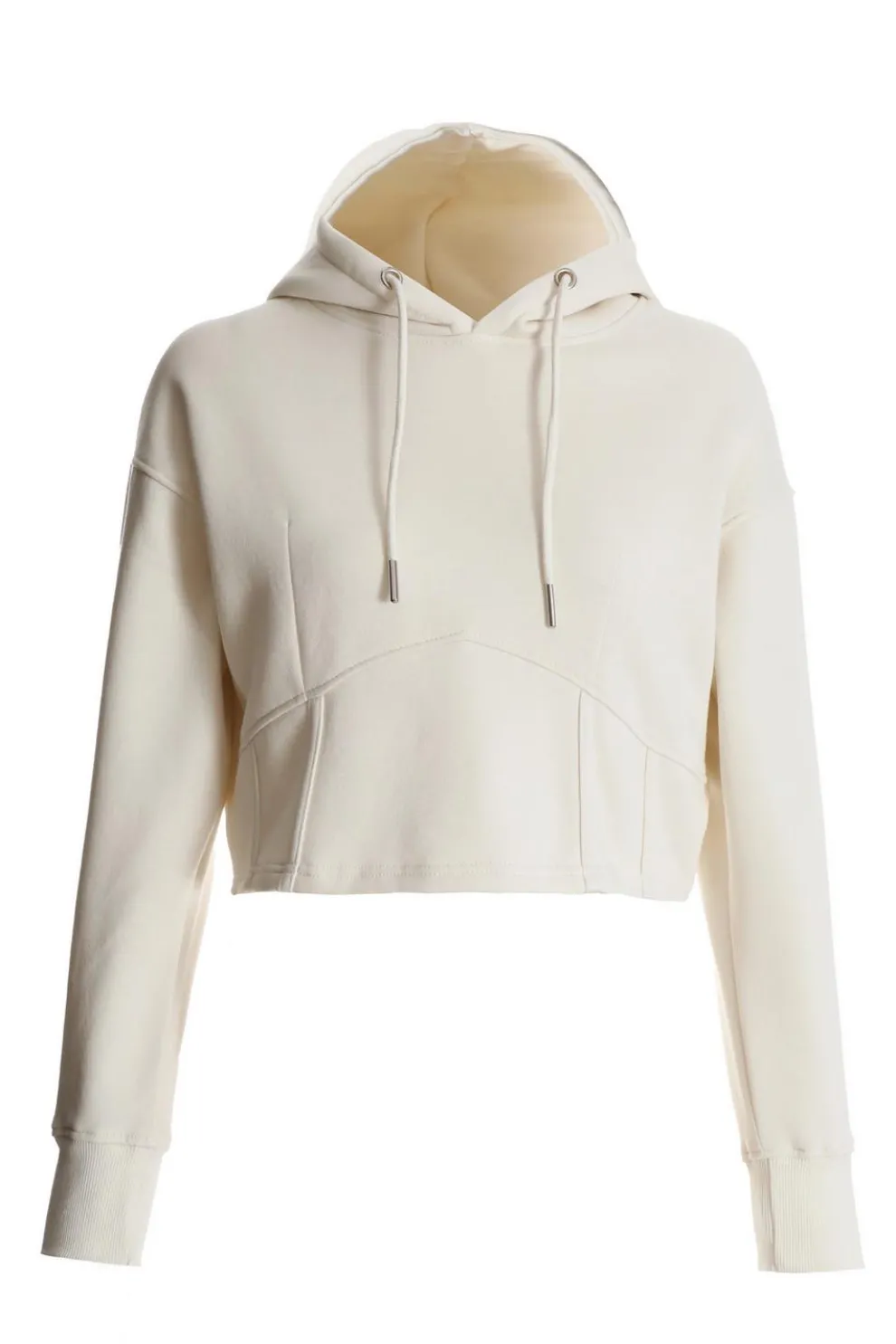 Cream Cropped Corset Hoodie