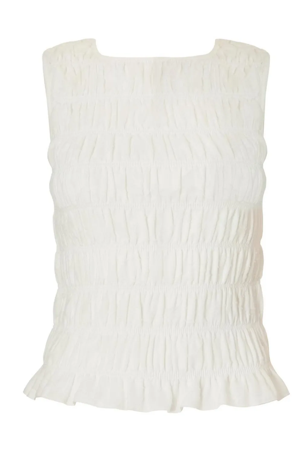 Cream Jacquard Gathered Top