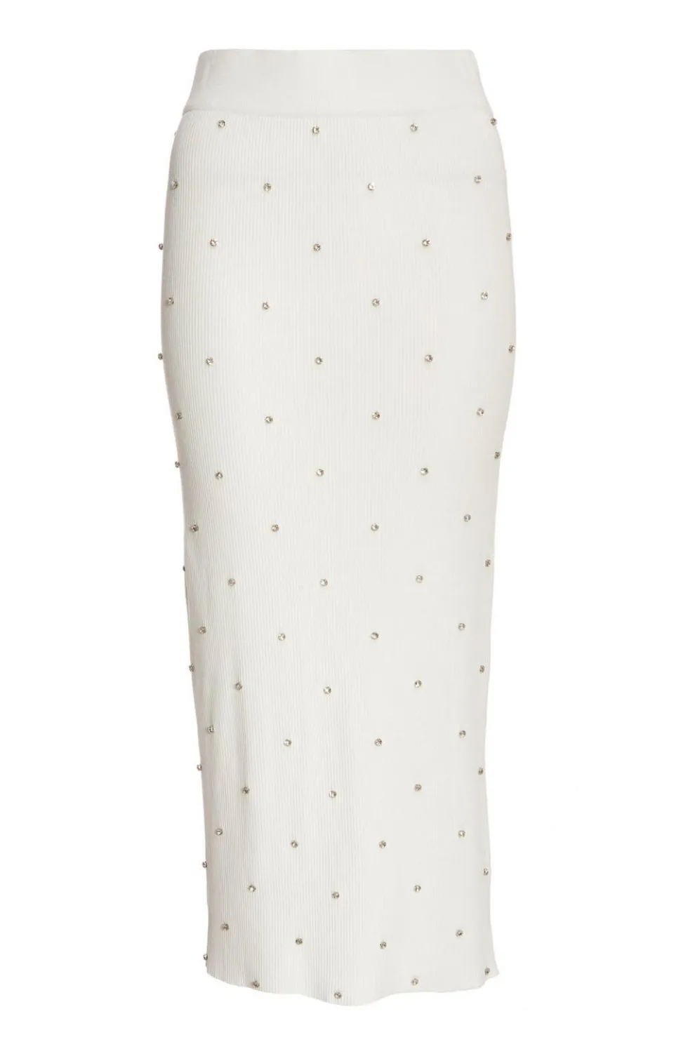 Cream Knit Diamante Midi Skirt