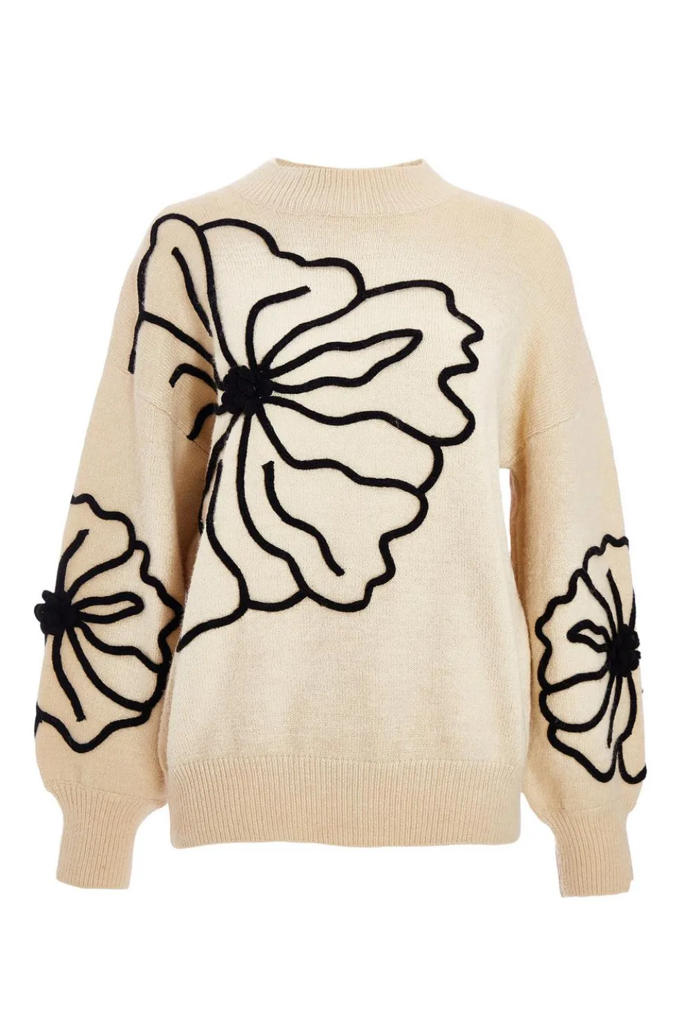 Cream Knit Floral Jumper