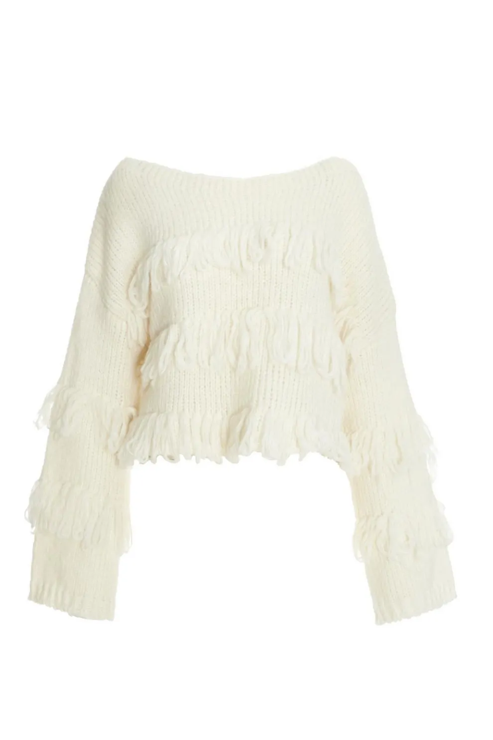 Cream Knit Fringe Detail Jumper