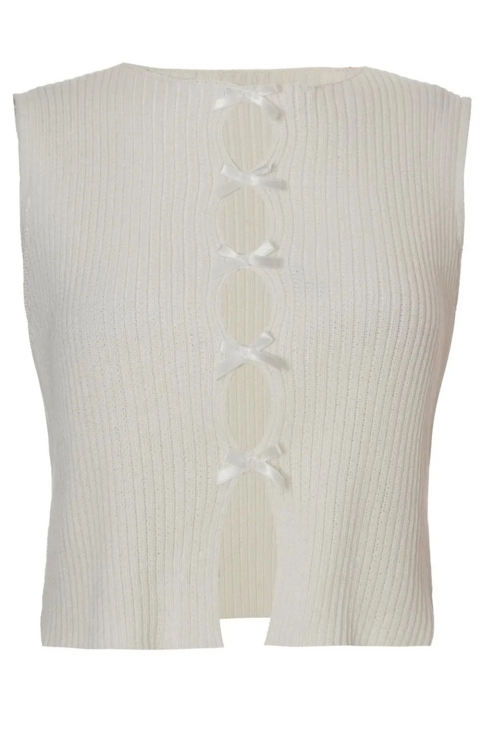 Cream Knit Mini Bow Top