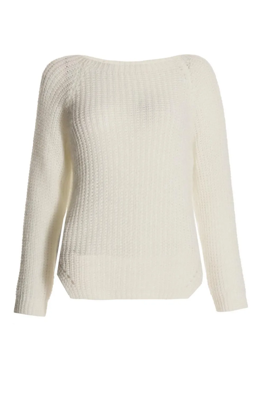 Cream Knit Split Hem Jumper