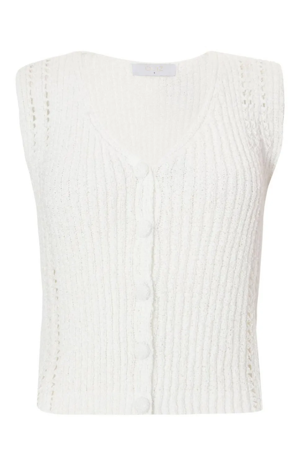 Cream Knitted Button Front Top