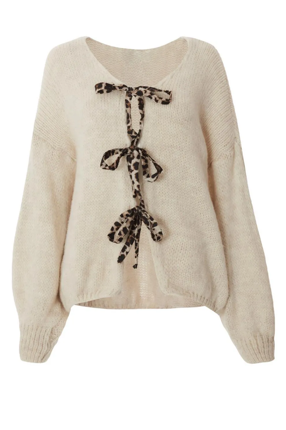 Cream Knitted Tie Front Cardigan