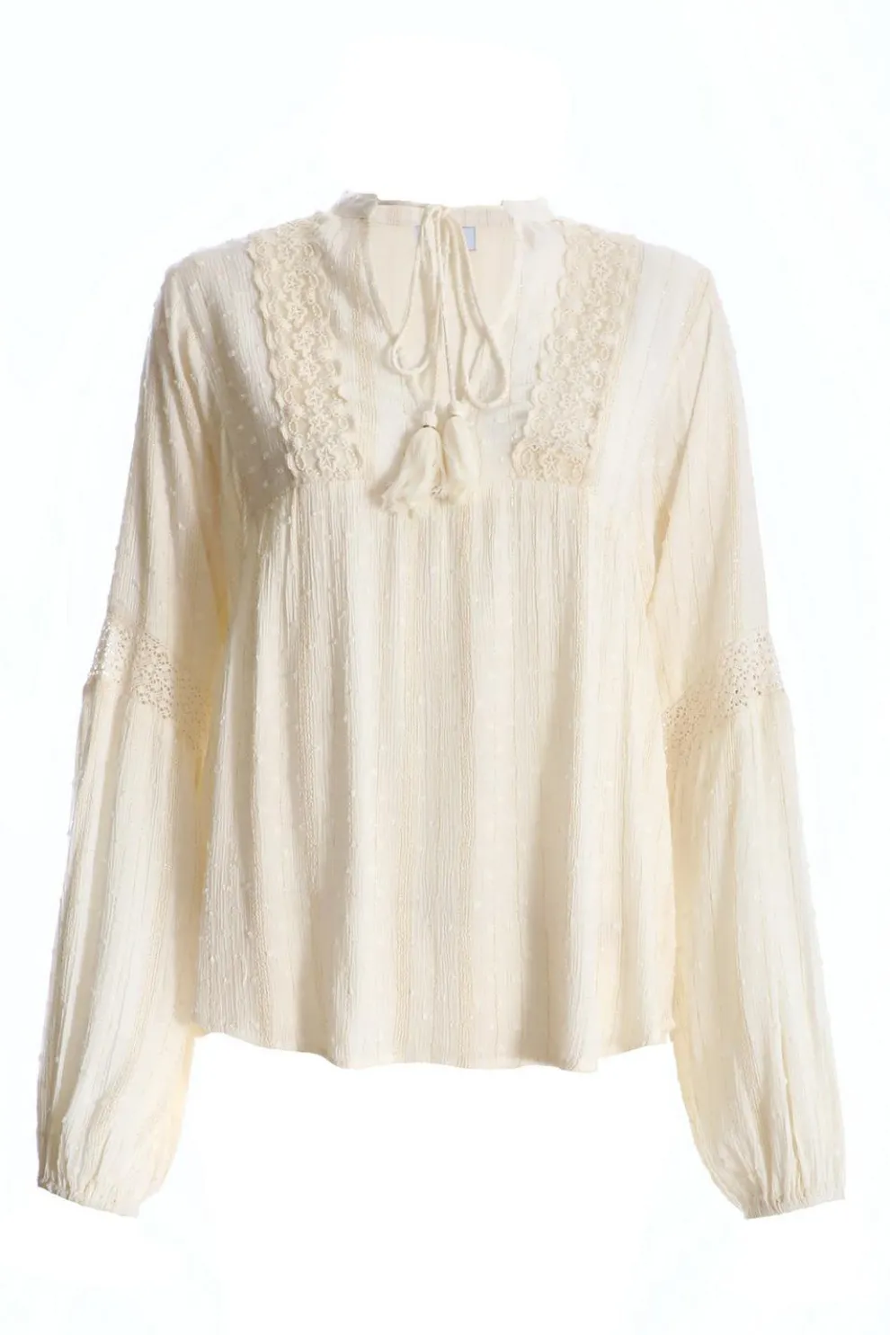 Cream Lace Tie Top