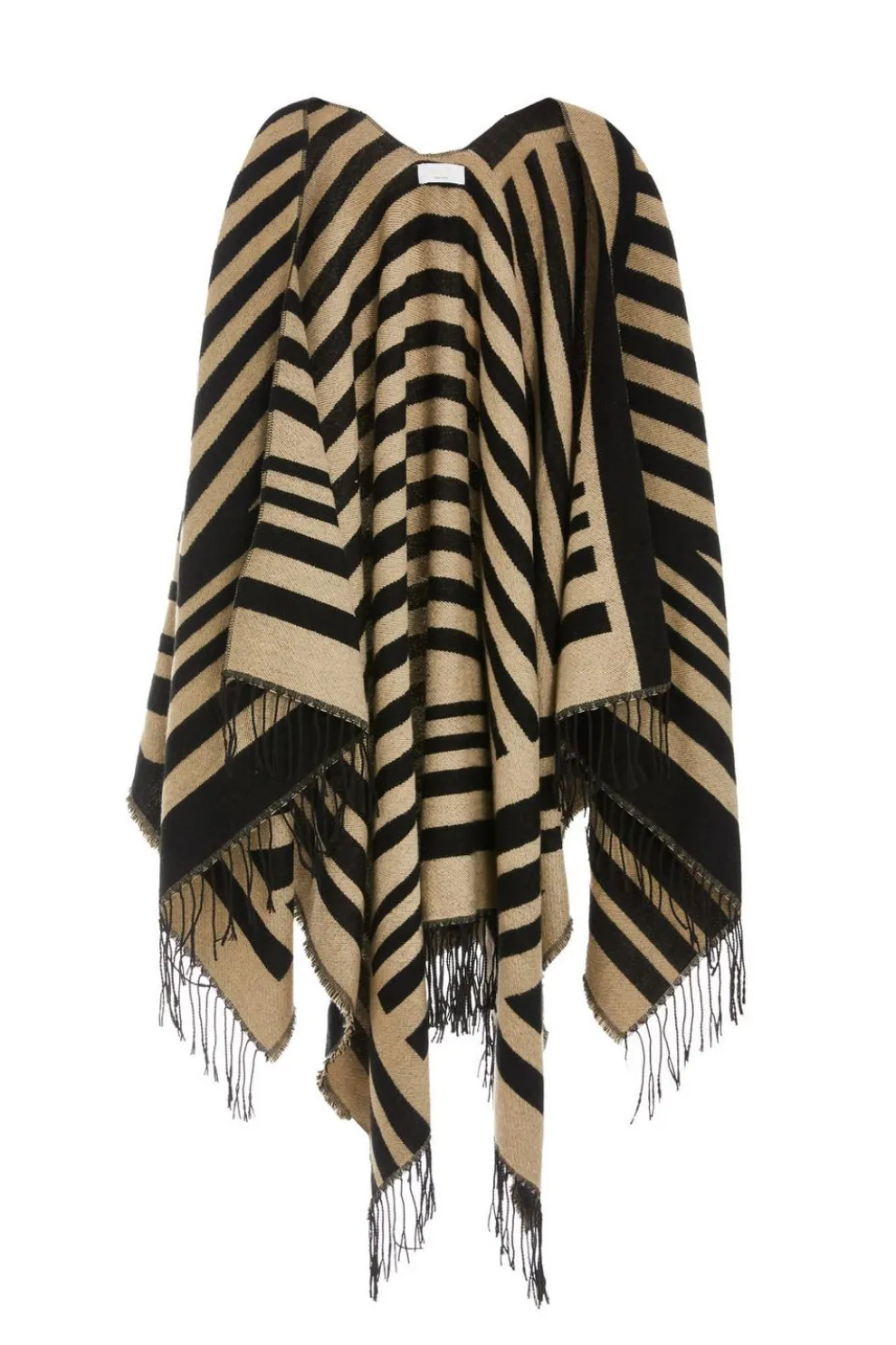 Cream Stripe Tassel Cape