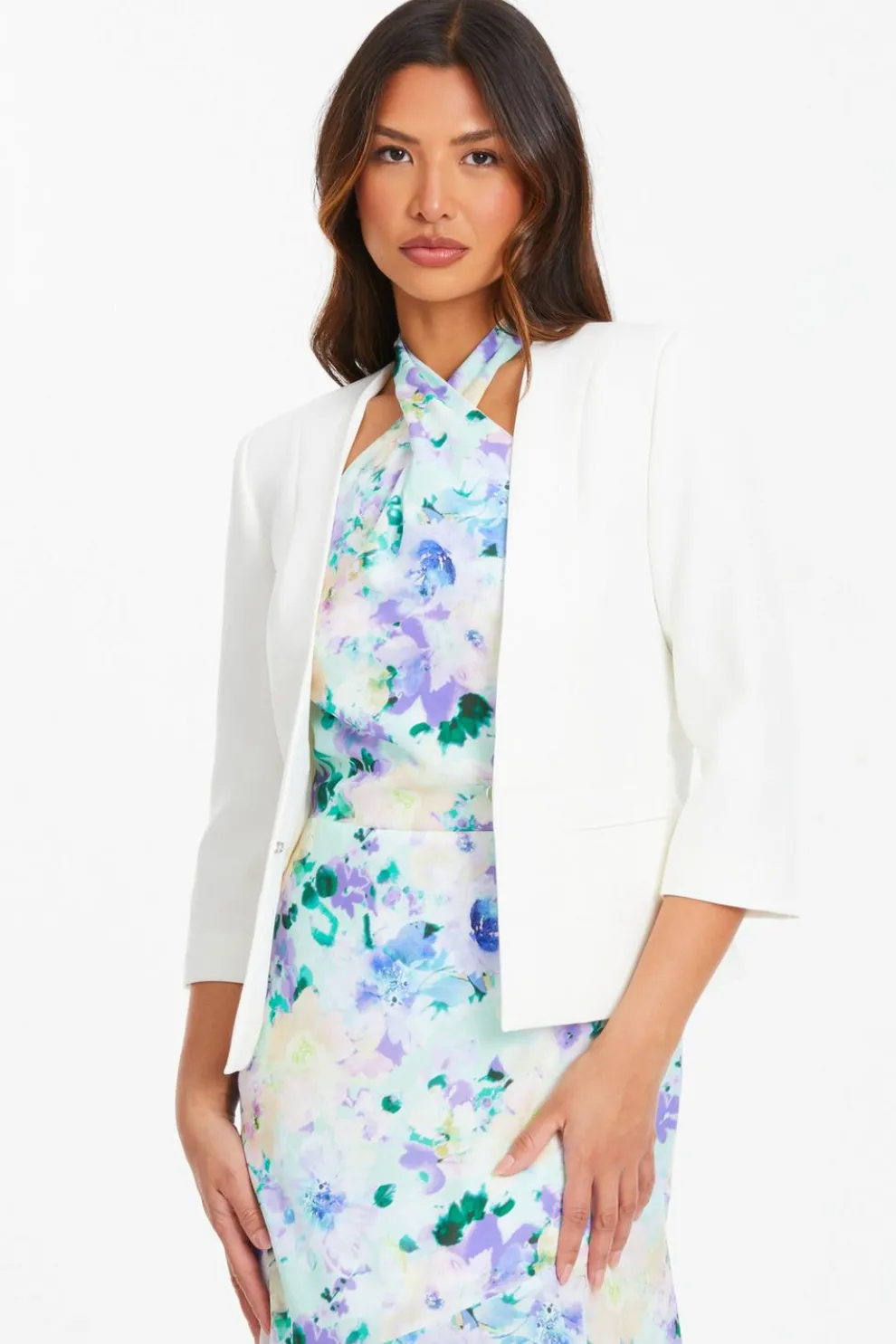 Cream Tailored Cropped Blazer