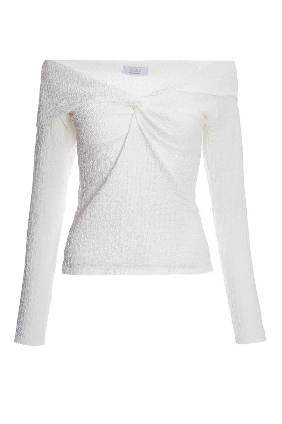 Cream Textured Bardot Top