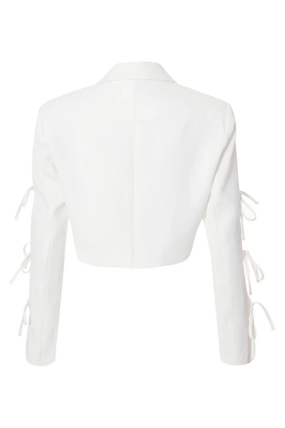 Cream Tie Sleeve Cropped Blazer