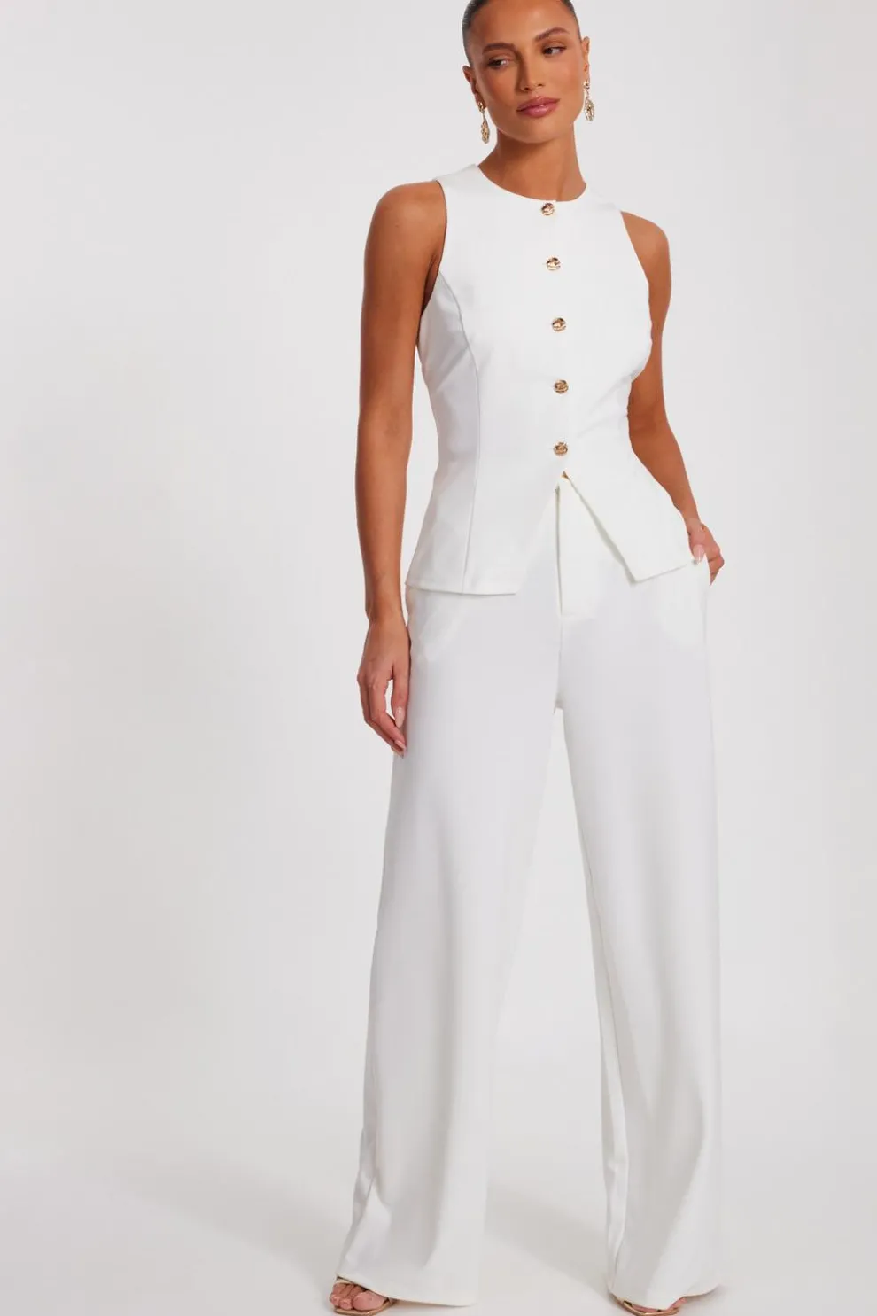 Cream Wide Leg Trousers