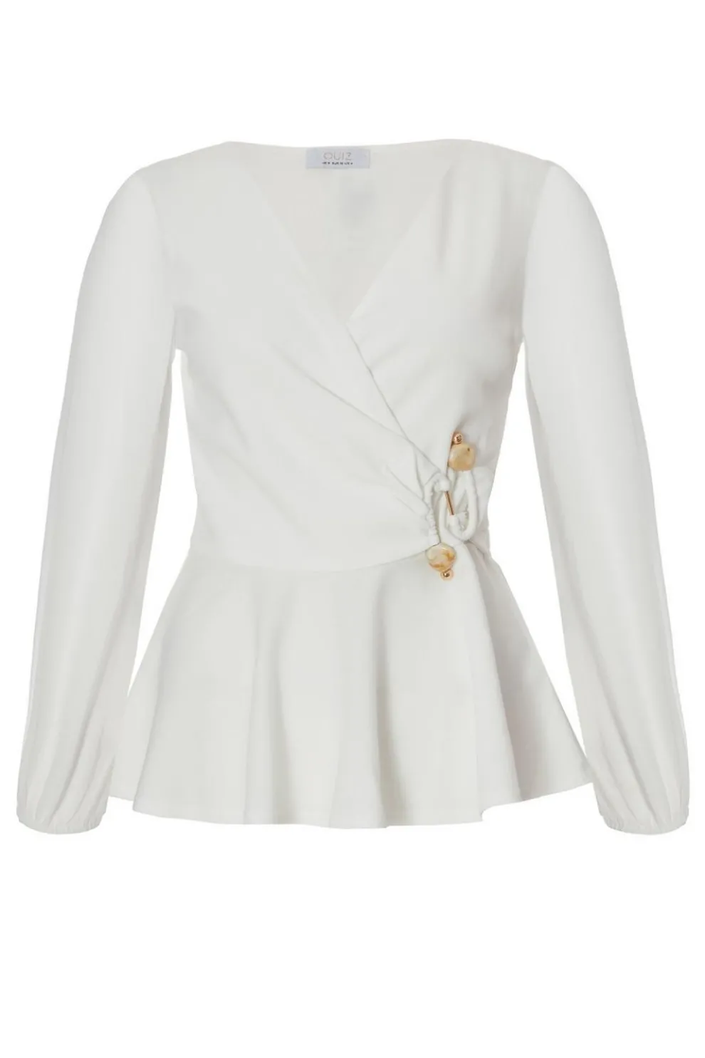 Cream Wrap Front Buckle Top